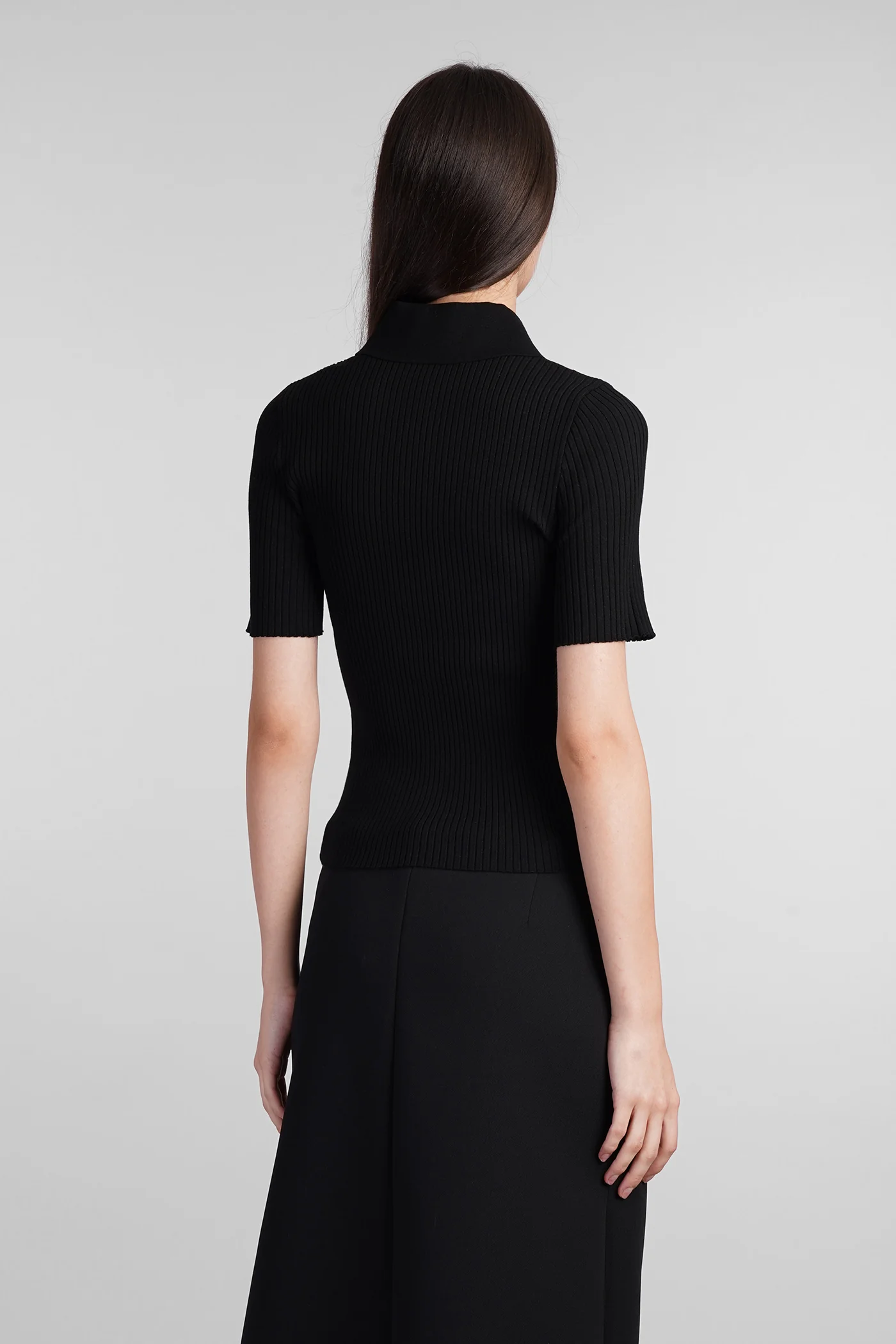 Polo in black viscose - Image 3
