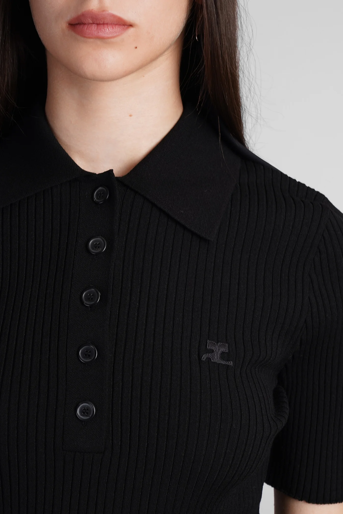 Polo in black viscose - Image 5