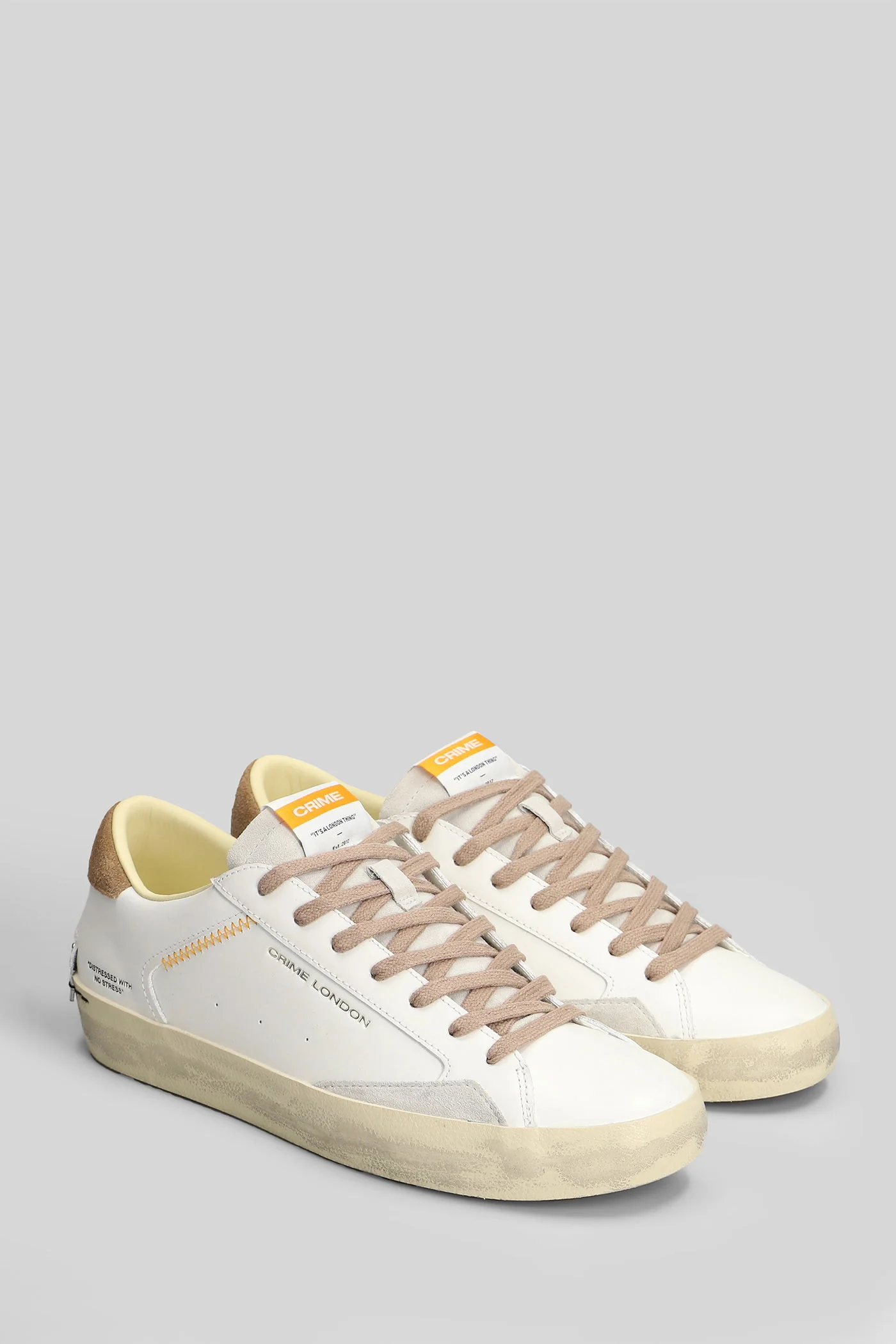 Distressed Lo Sneakers in white leather - Image 2
