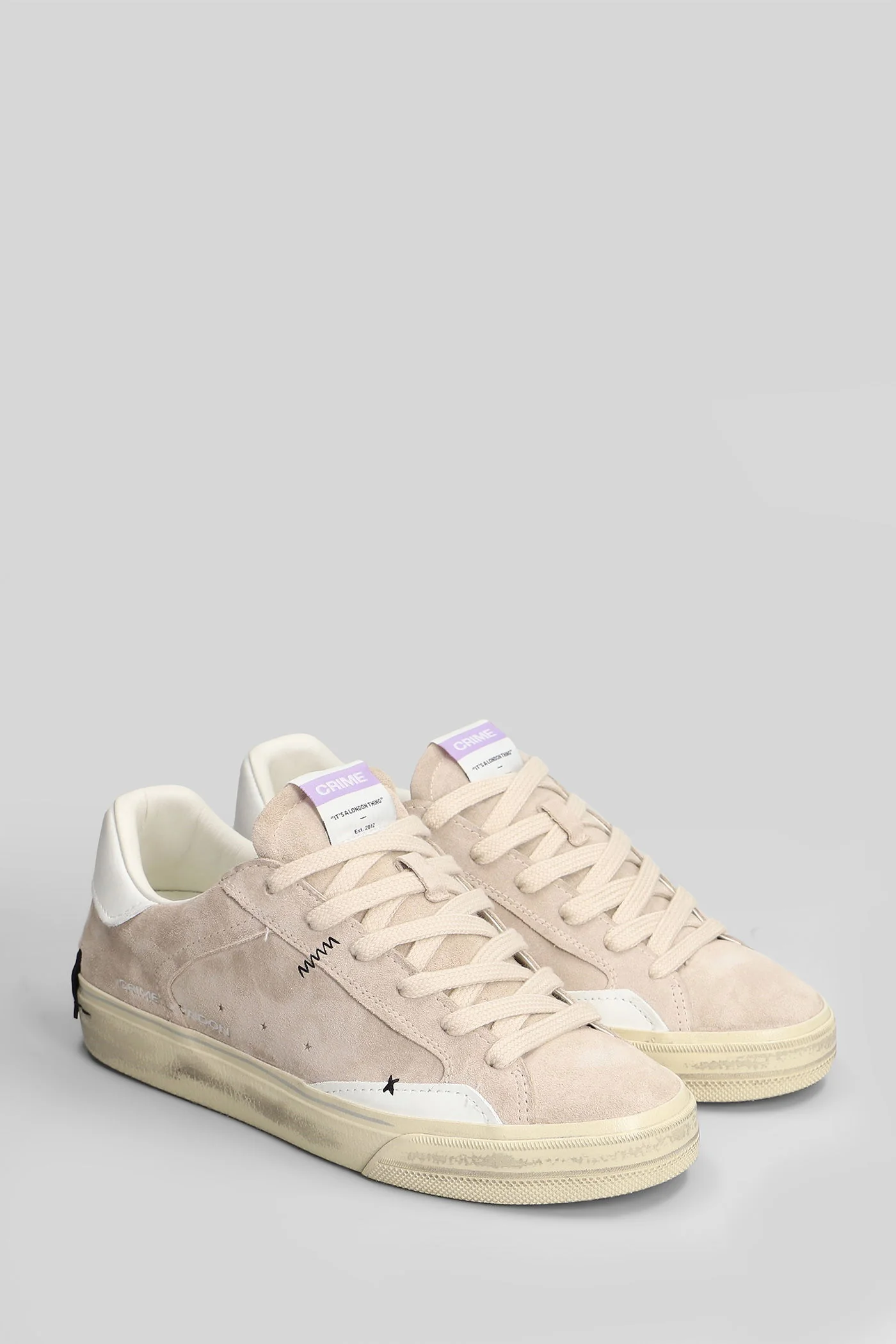 Distressed Sneakers in beige suede - Image 2
