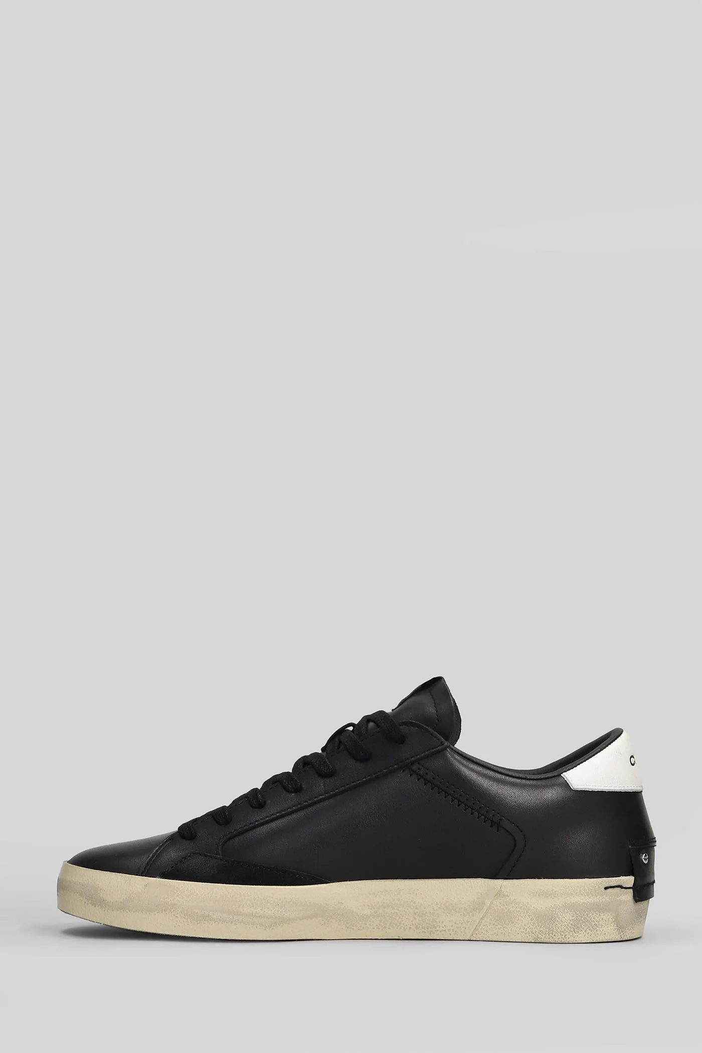 Distressed Sneakers in black leather - Image 3