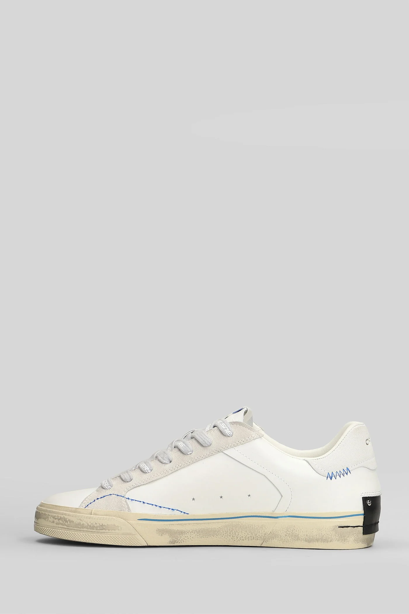 Distressed Sneakers in white leather - Image 3