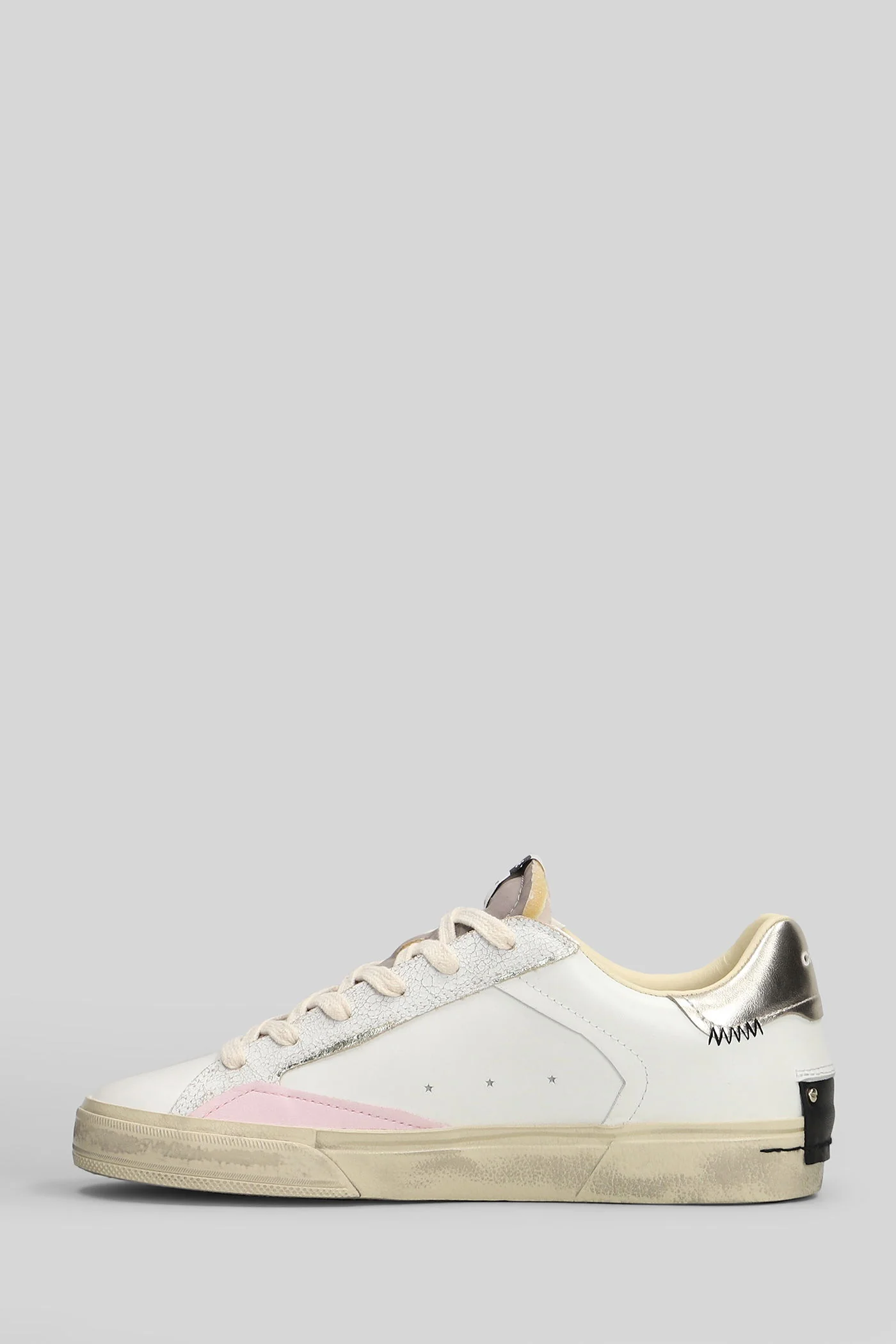 Distressed Sneakers in white leather - Image 3