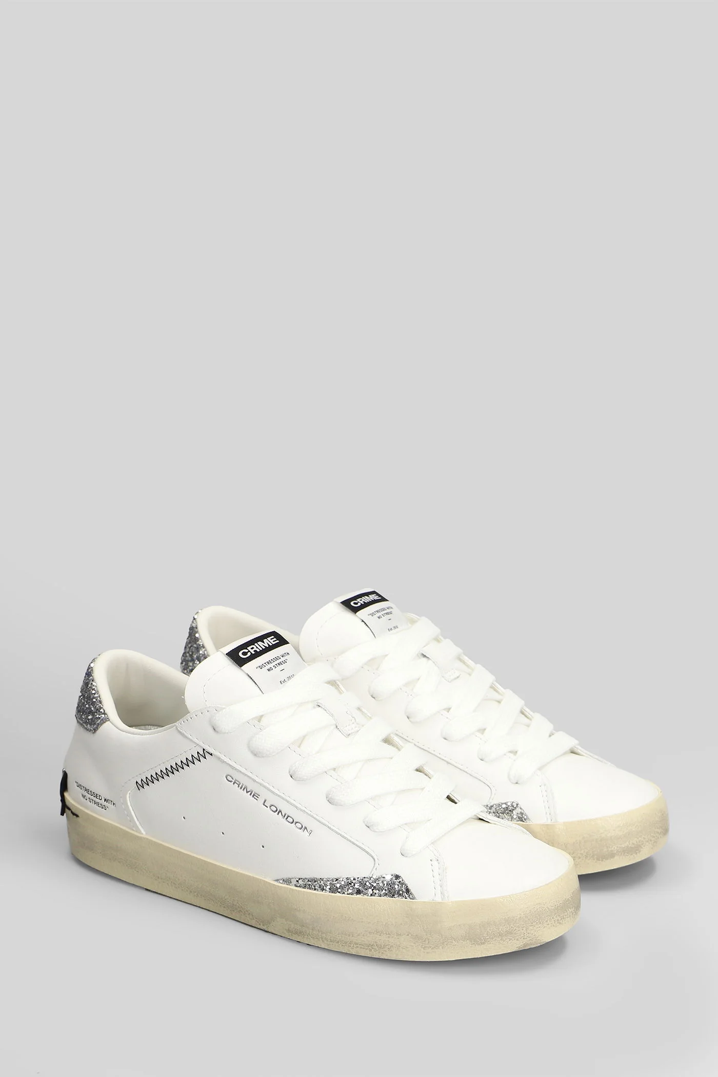 Distressed Sneakers in white leather - Image 2
