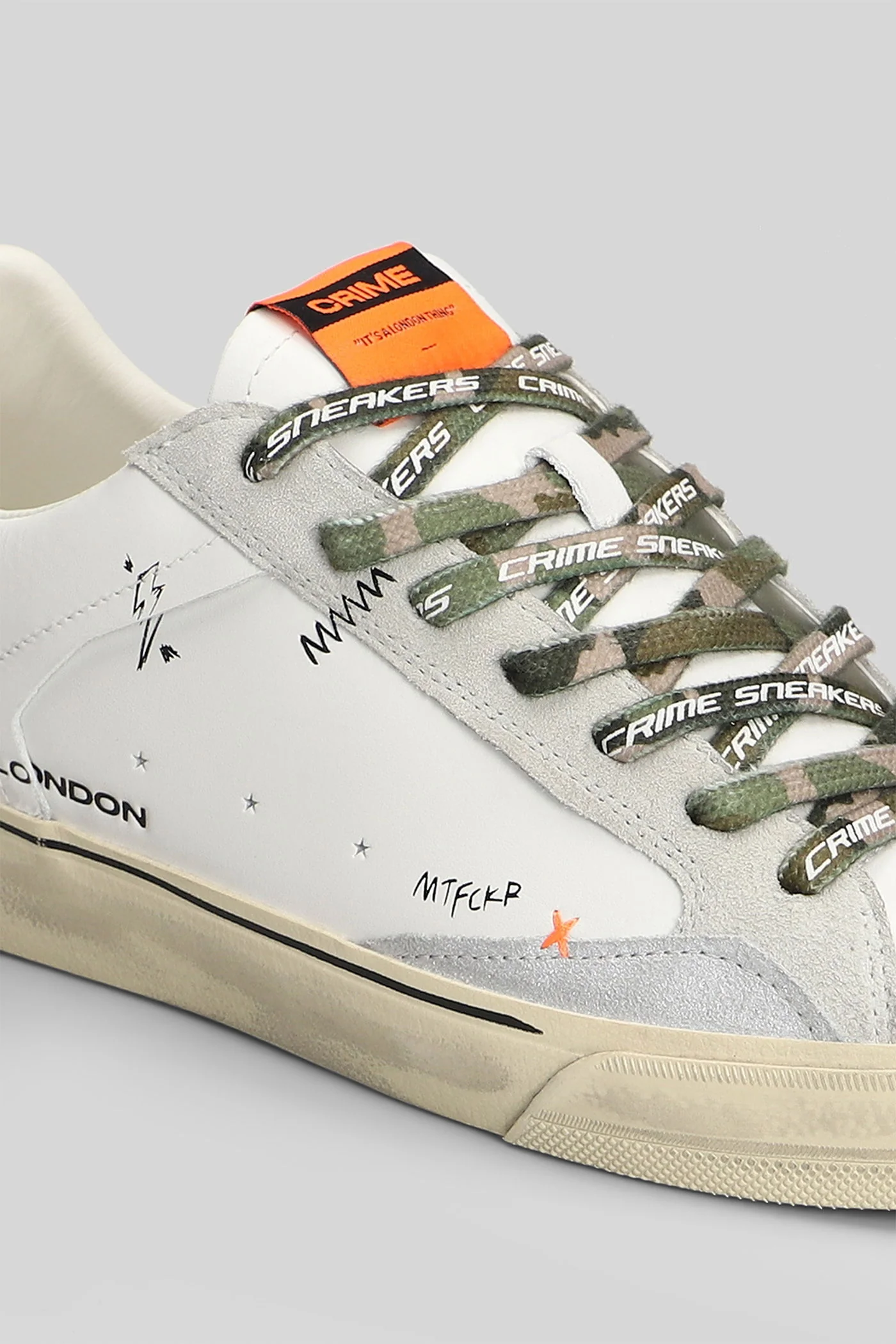 Distressed Sneakers in white leather - Image 5
