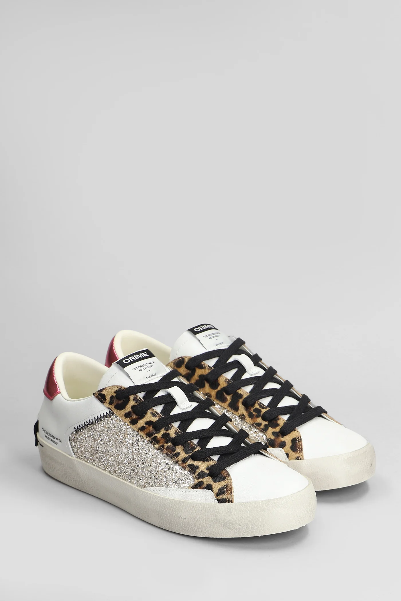 Distressed Sneakers in white leather - Image 2
