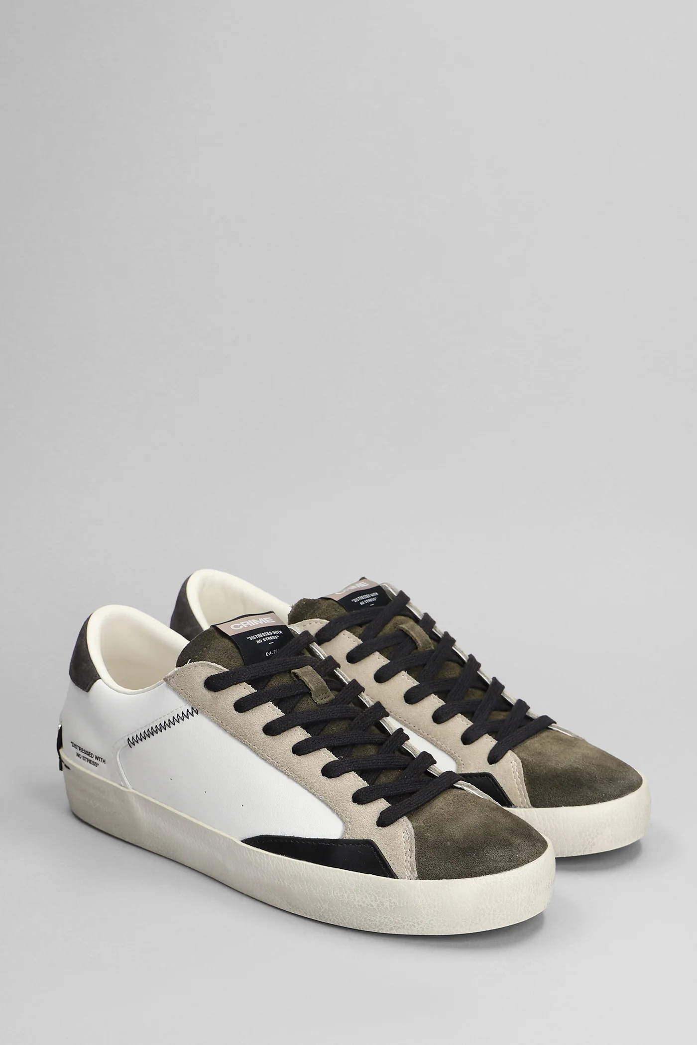 Distressed Sneakers in white suede and leather - Image 2