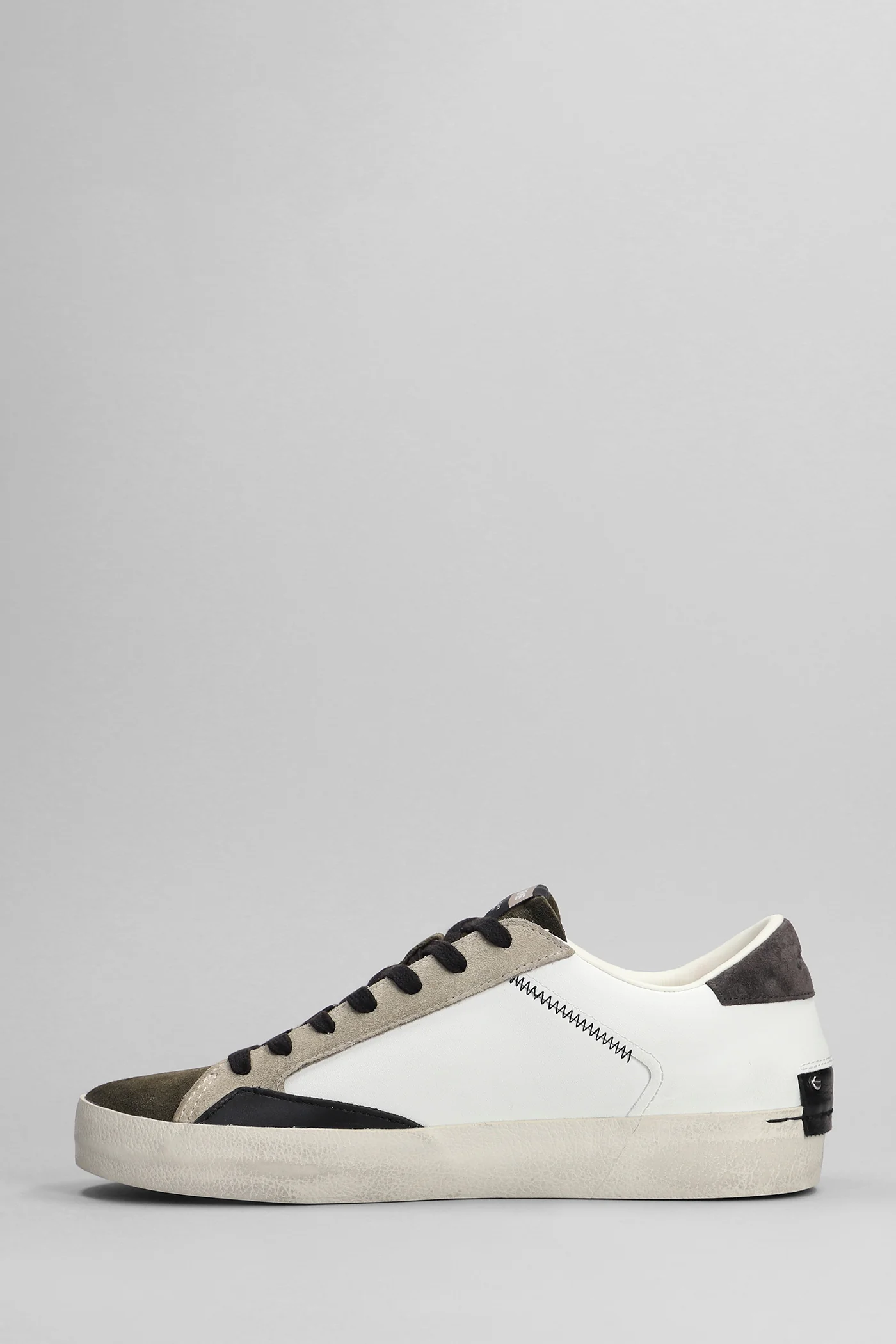 Distressed Sneakers in white suede and leather - Image 3