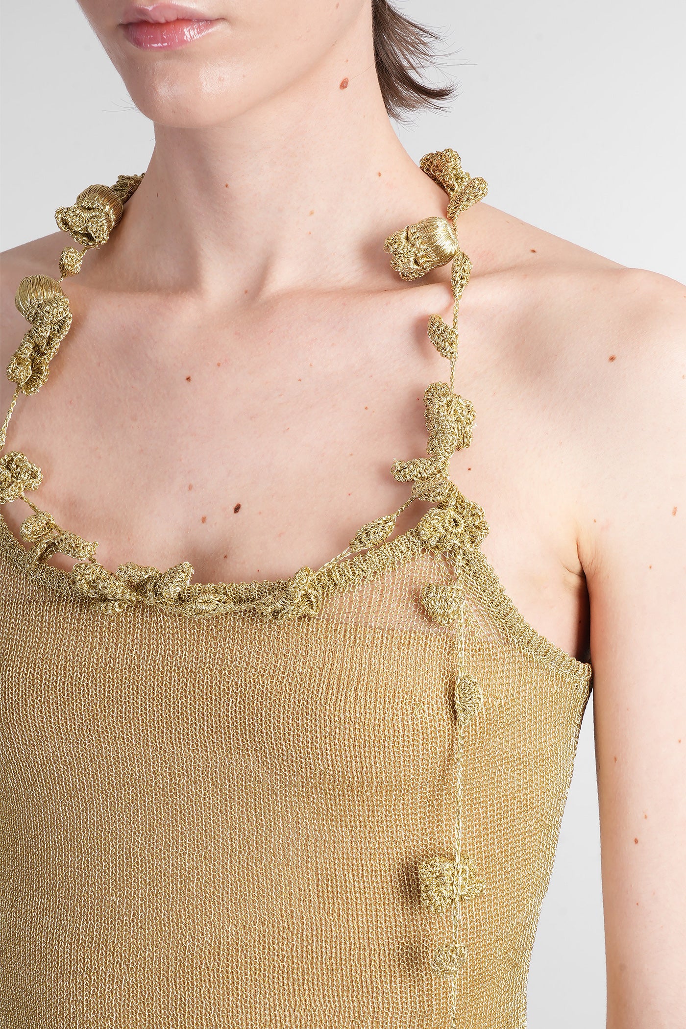 Alonza Mini dress in gold viscose - Image 5
