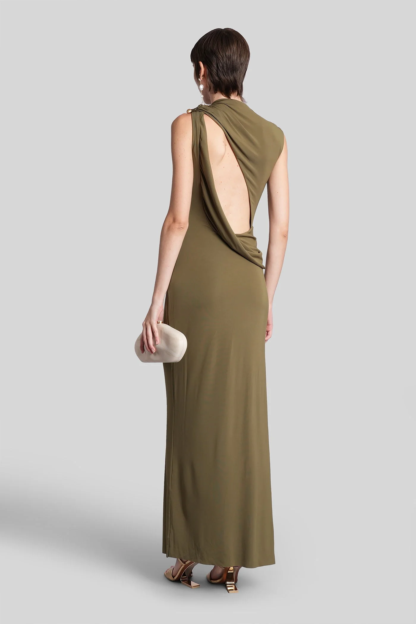 Izola Long dress in green viscose - Image 3