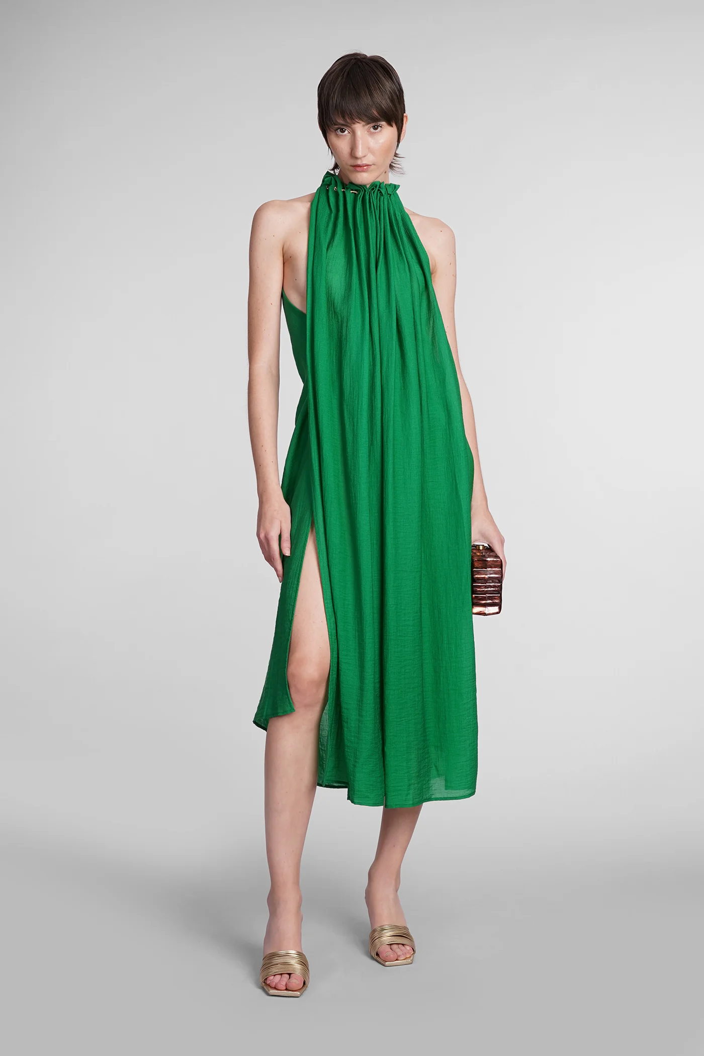 Ree Dress woman  in green wool and polyester - Image 2