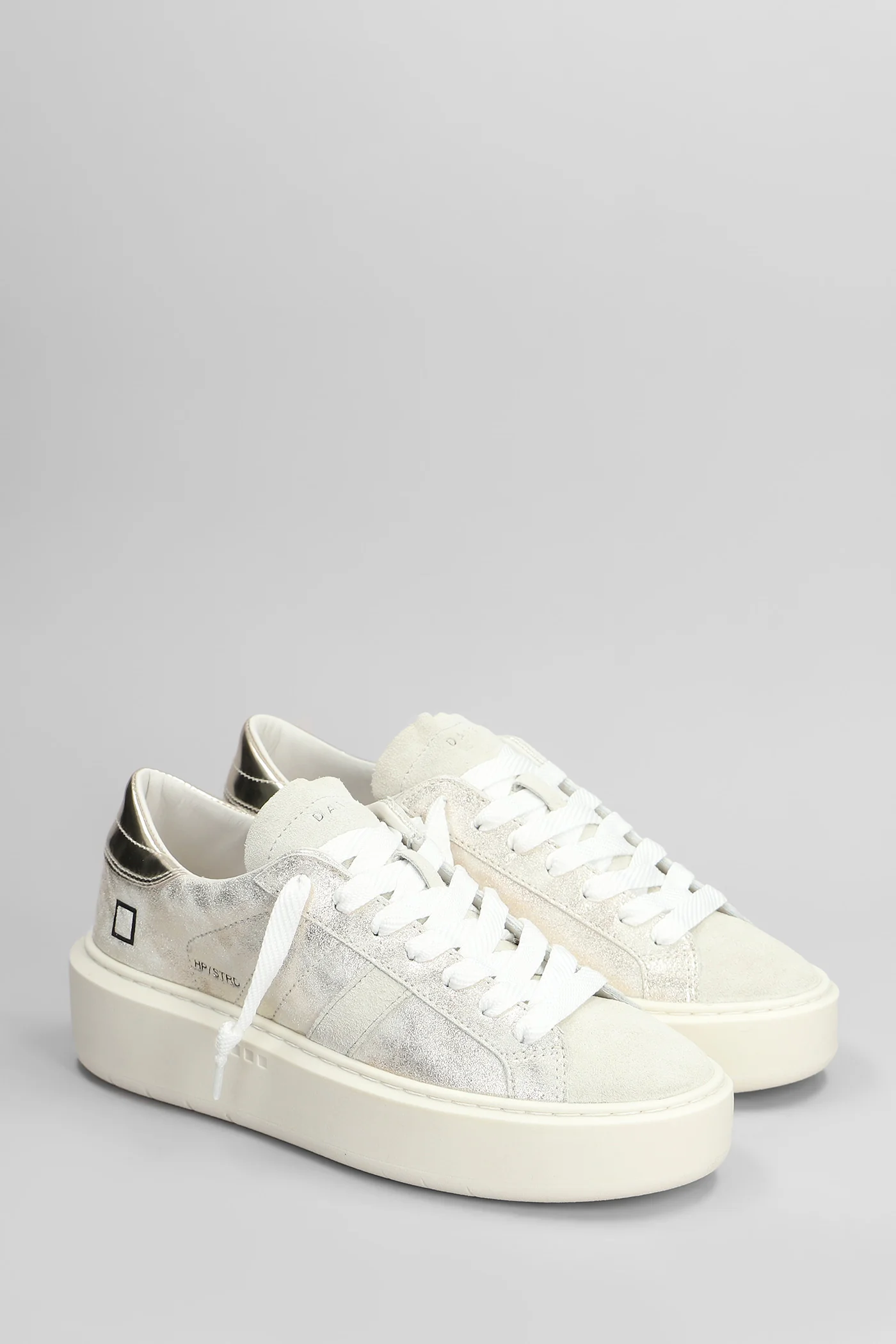 Hill Low Platform Sneakers in platinum suede and leather - Image 2