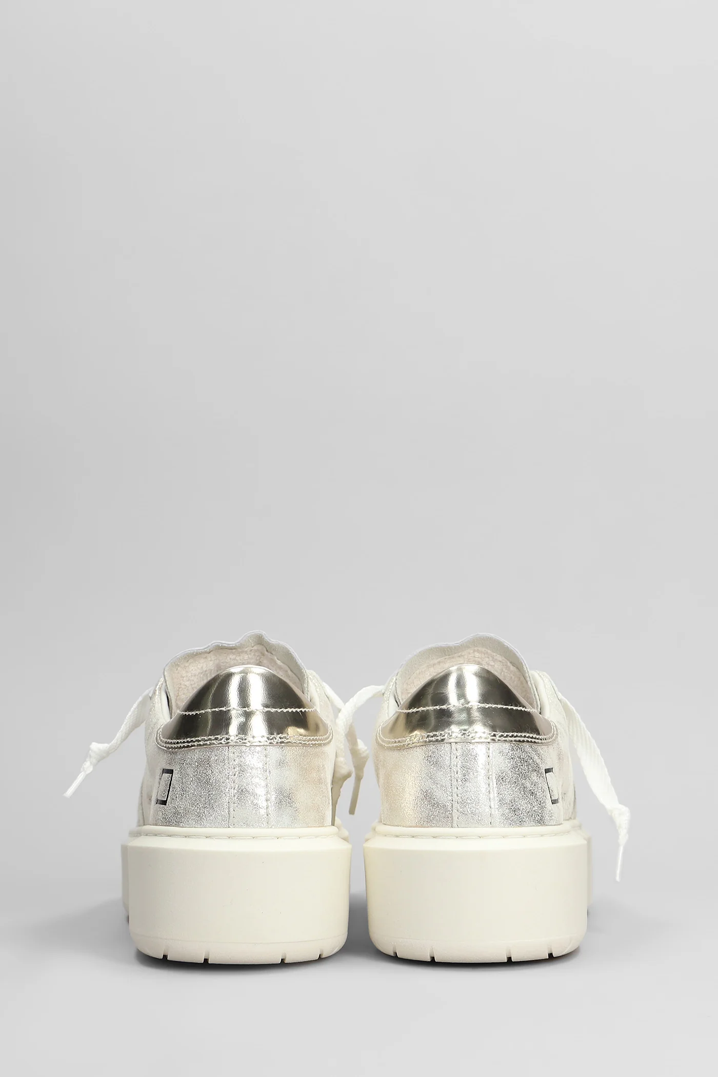Hill Low Platform Sneakers in platinum suede and leather - Image 4