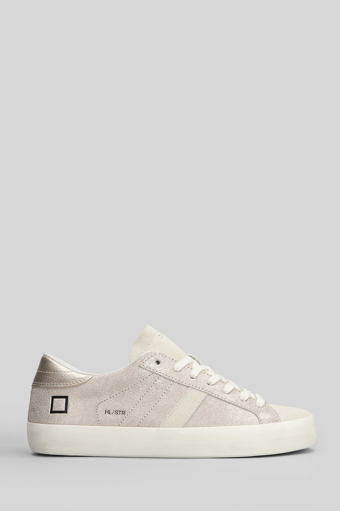 Hill Low Stardust Sneakers in platinum suede and leather