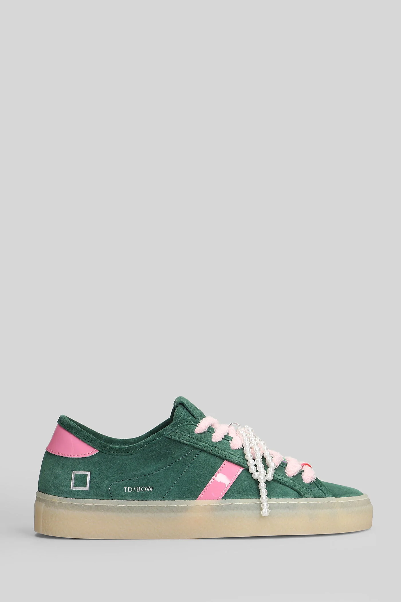 Tender Bow Sneakers in green suede