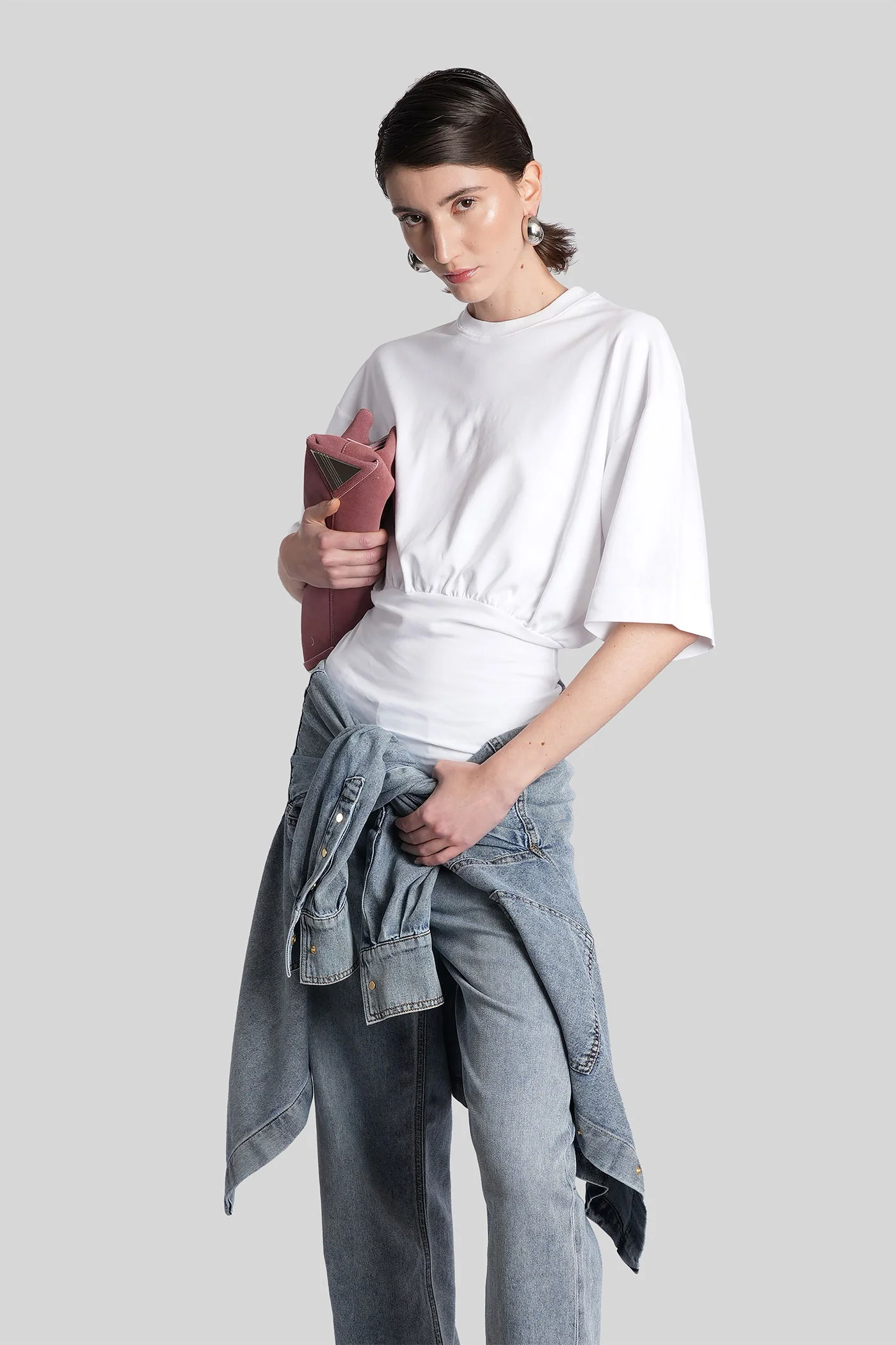 Amy T-Shirt in white cotton - Image 2