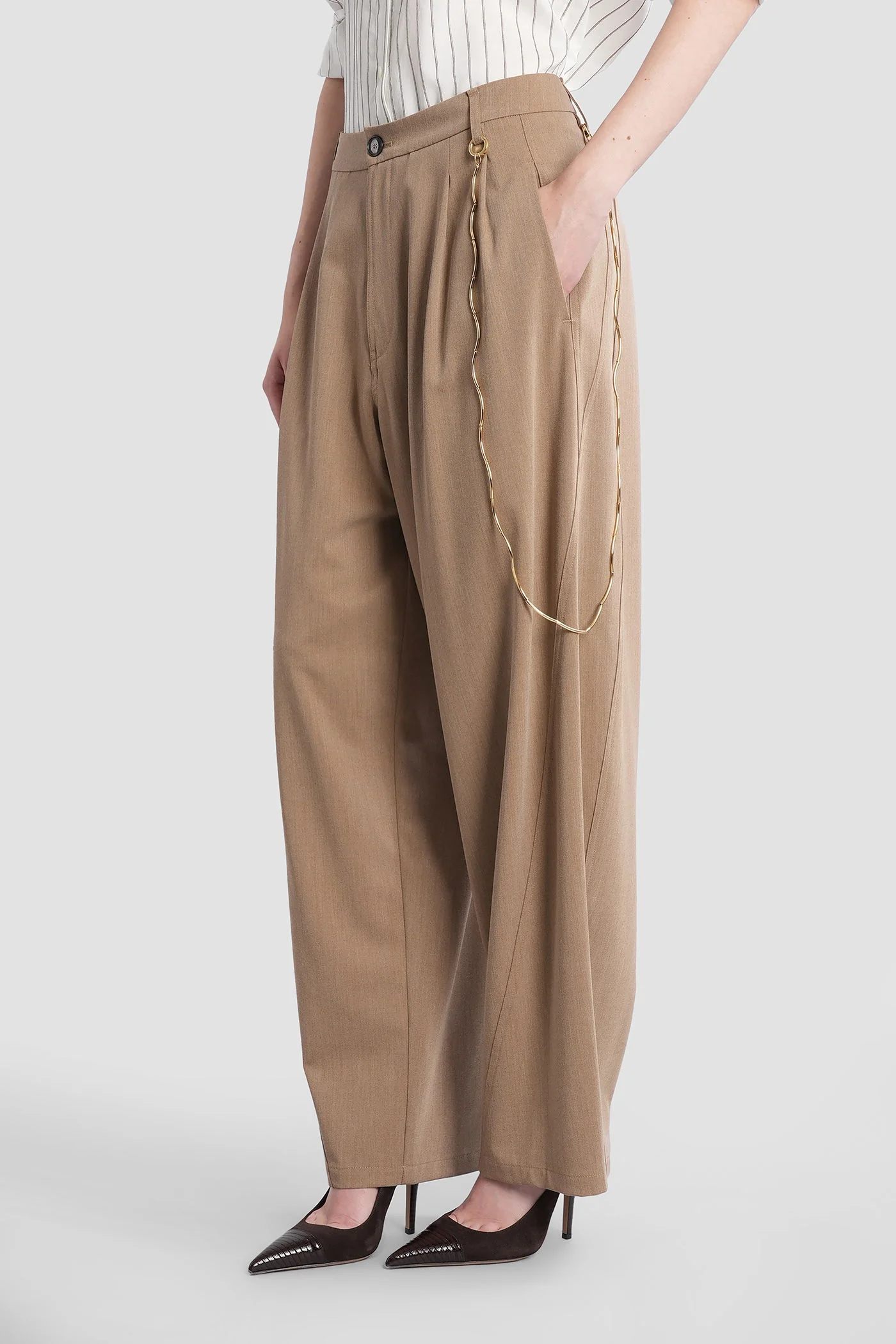 Phebe Pants in Camel polyester - Image 4