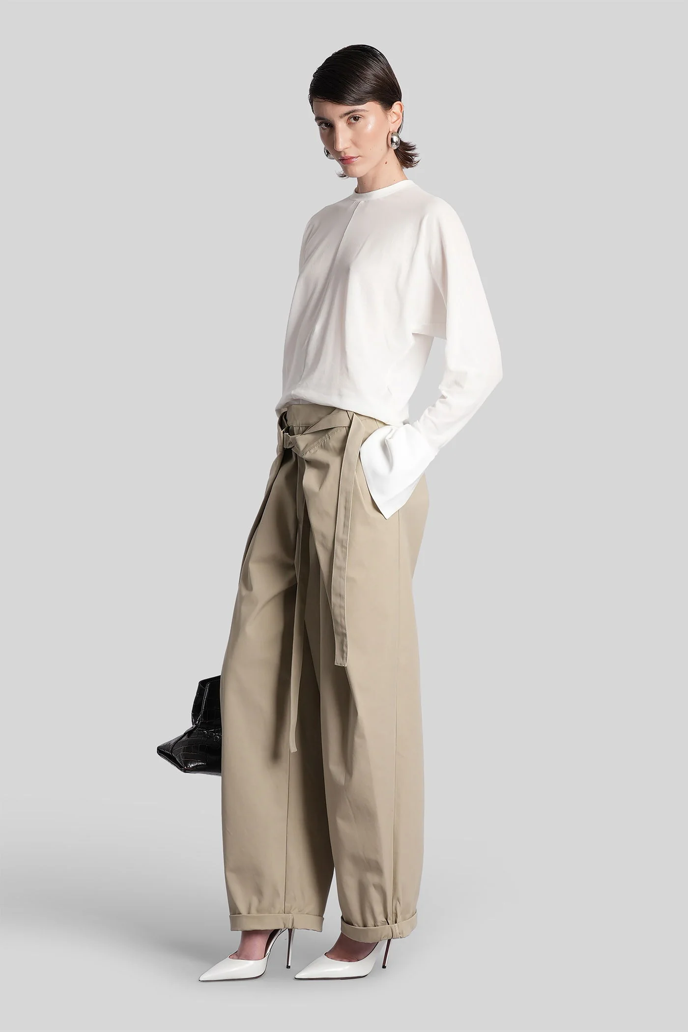 Stella Pants in taupe cotton - Image 2