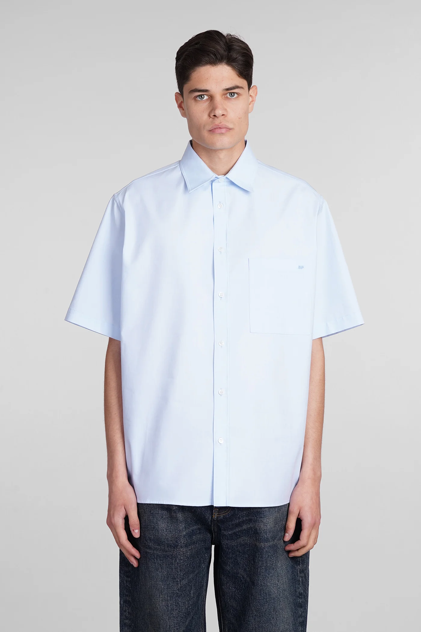 Vale Shirt in cyan cotton