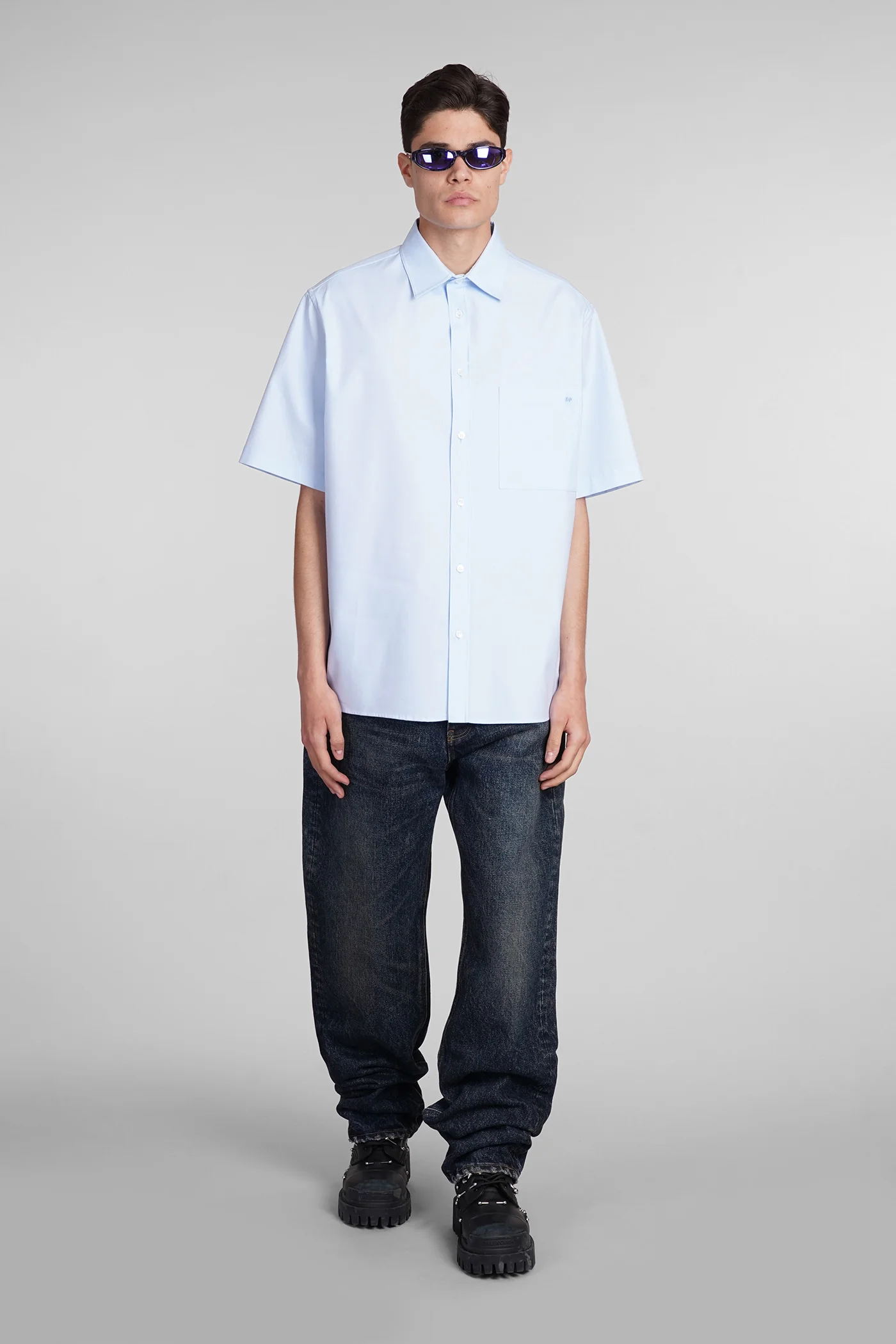 Vale Shirt in cyan cotton - Image 2