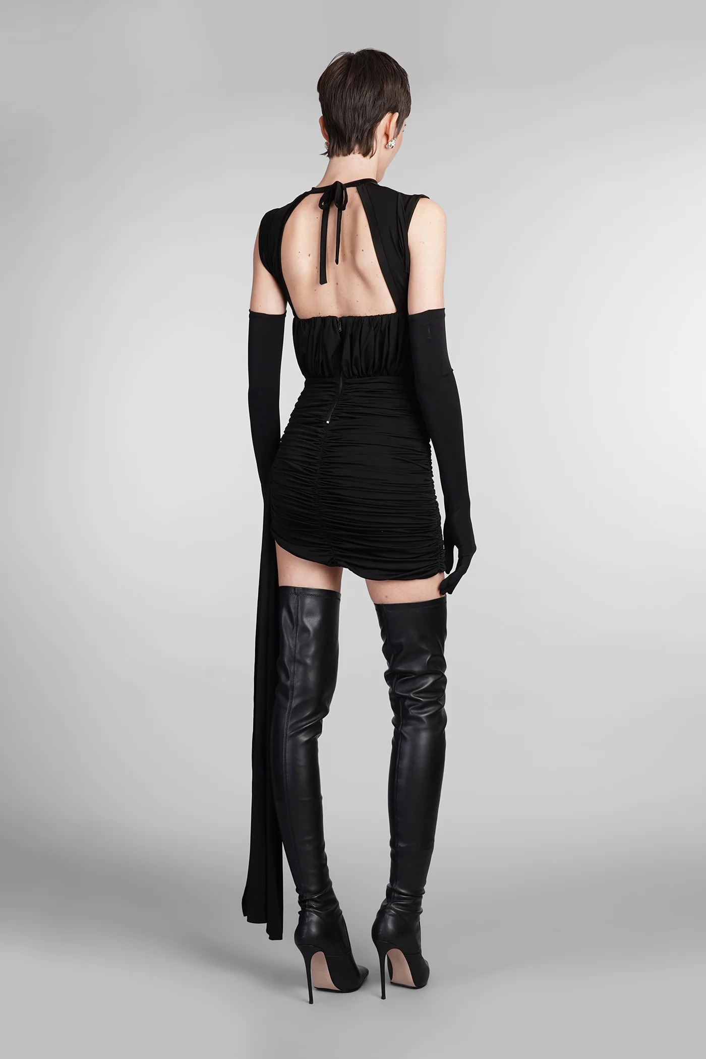Dress woman  in black acetate - Image 3