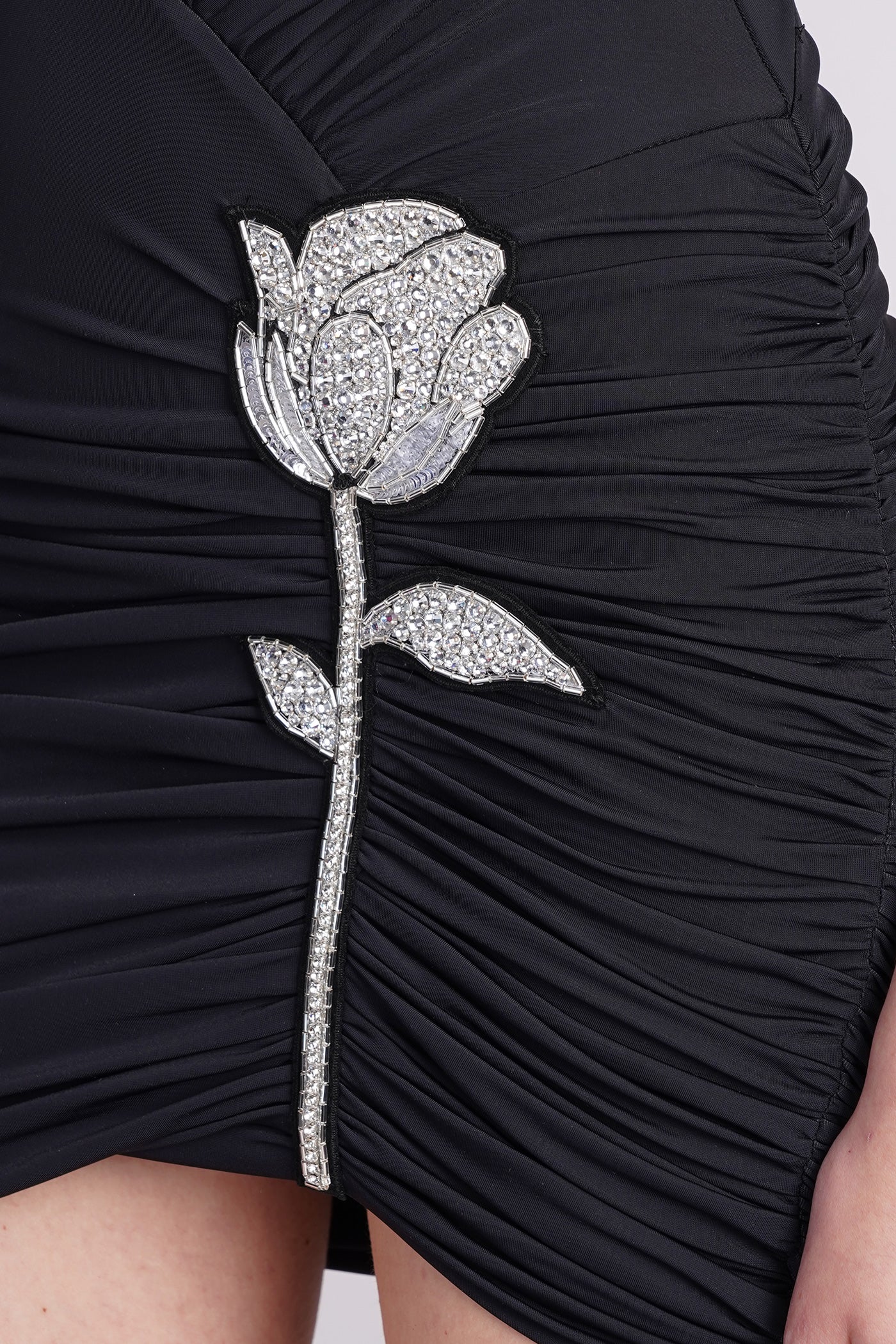 Dress woman in black polyamide - Image 5