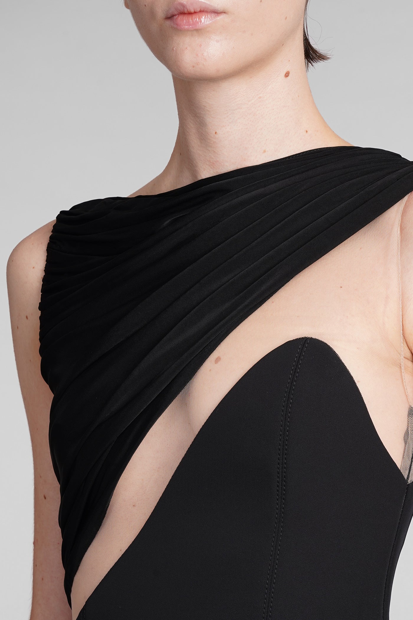 Dress woman  in black polyester - Image 5