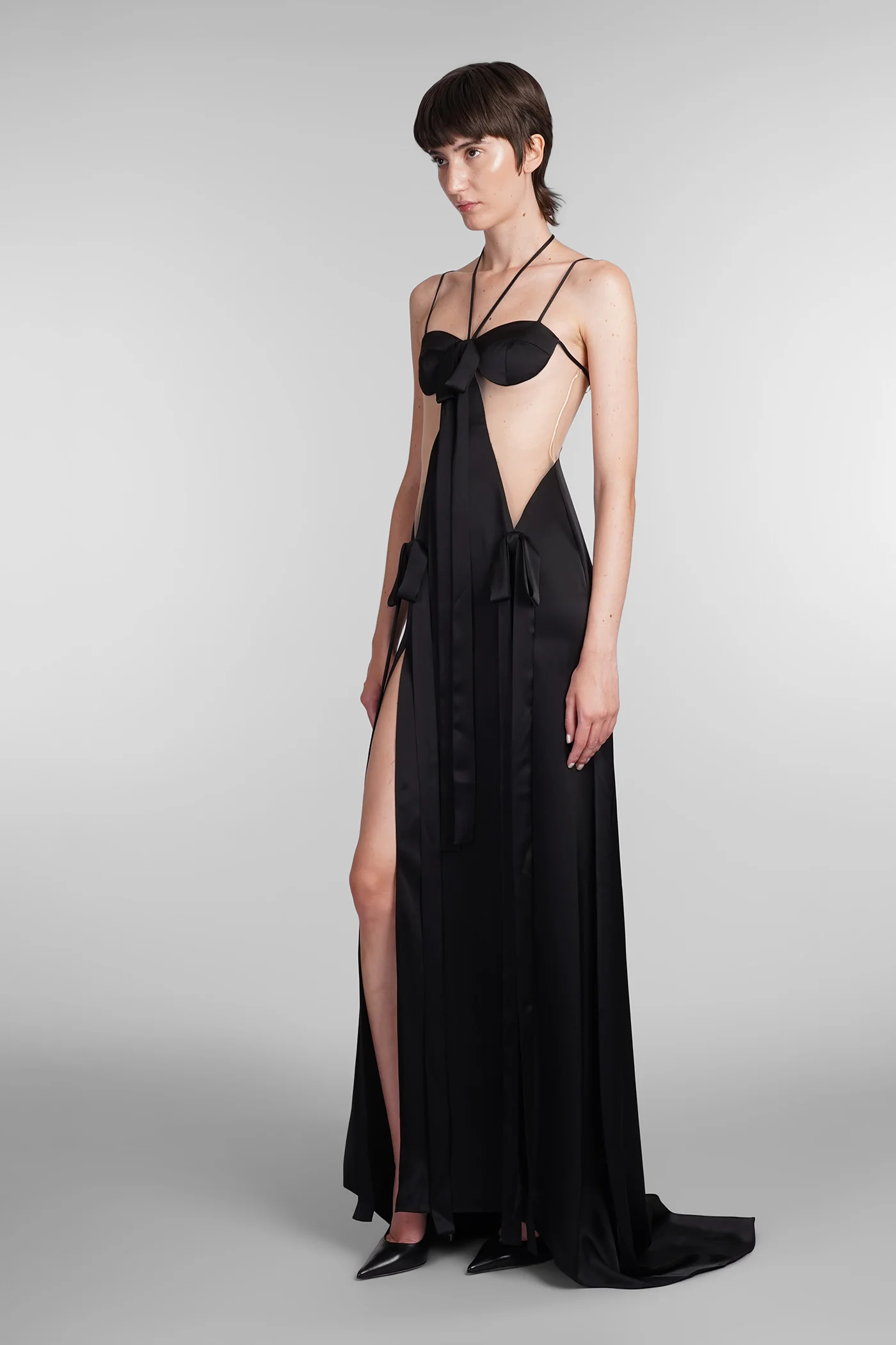 Dress woman in black Triacetate - Image 4