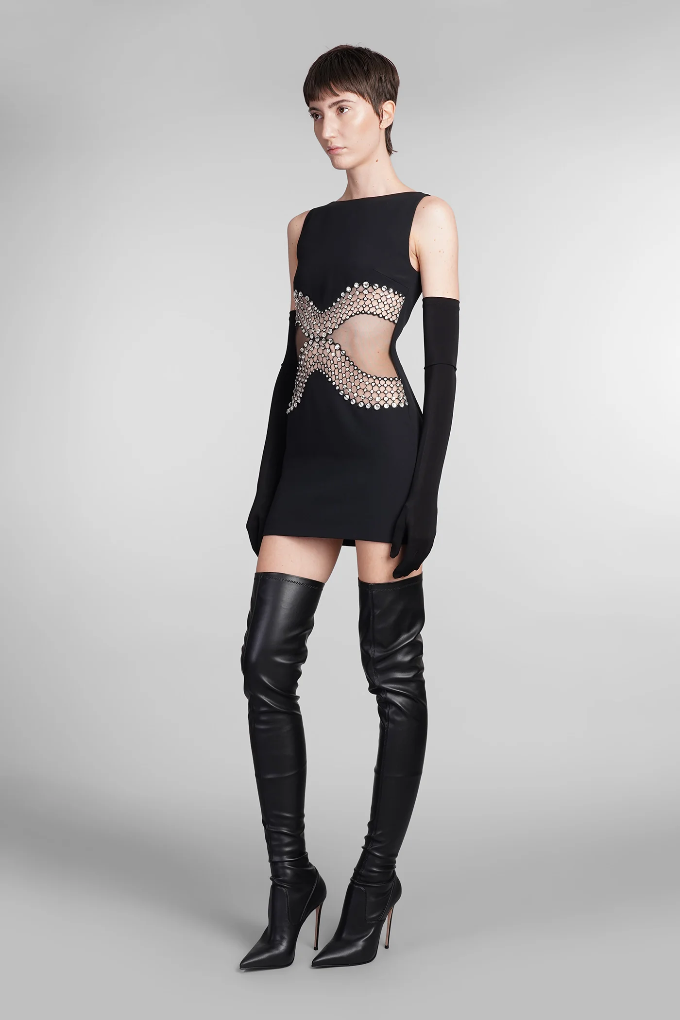 Dress woman  in black viscose - Image 4