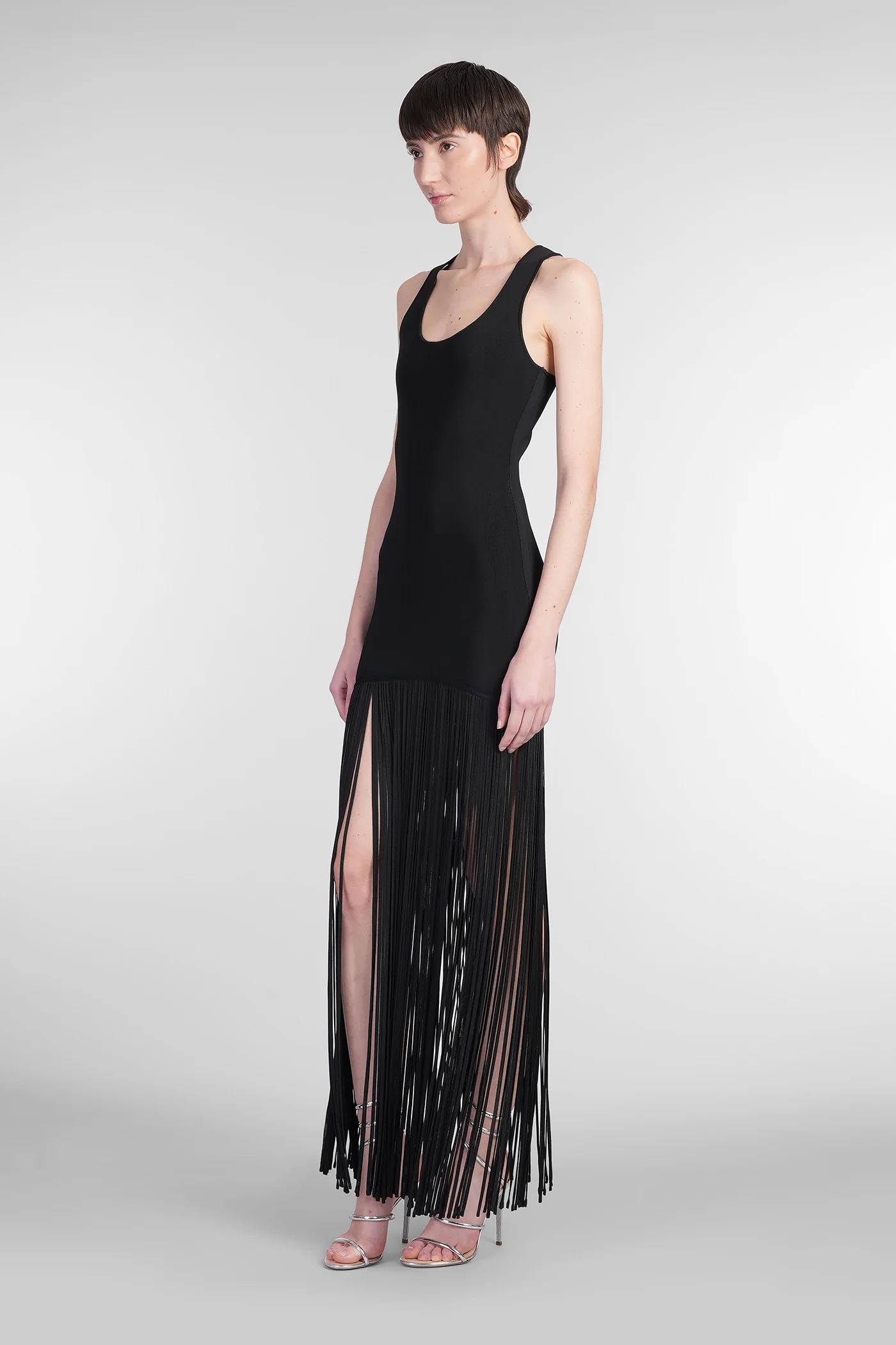 Long dress in black Rayon - Image 4