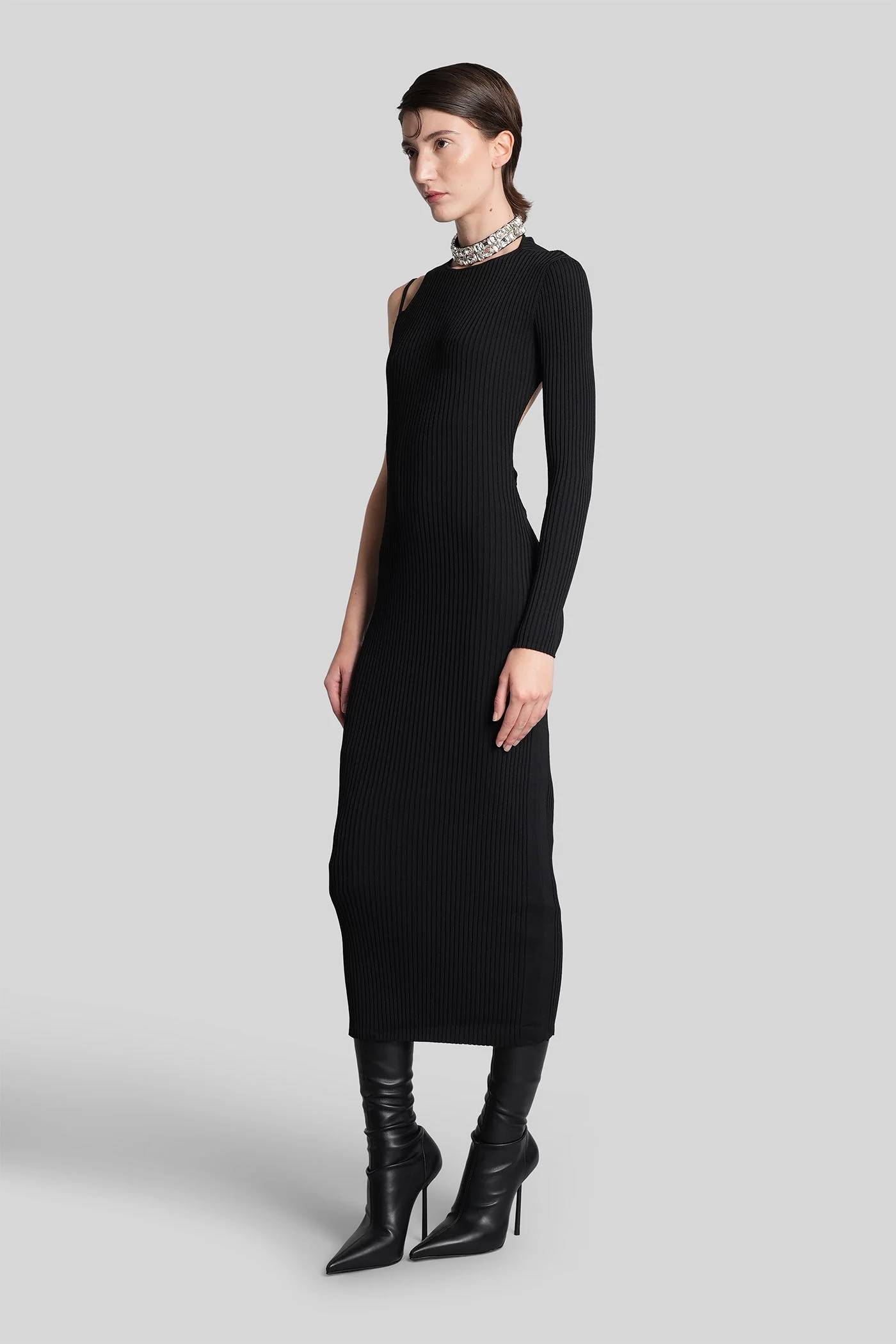 Long dress in black viscose - Image 4