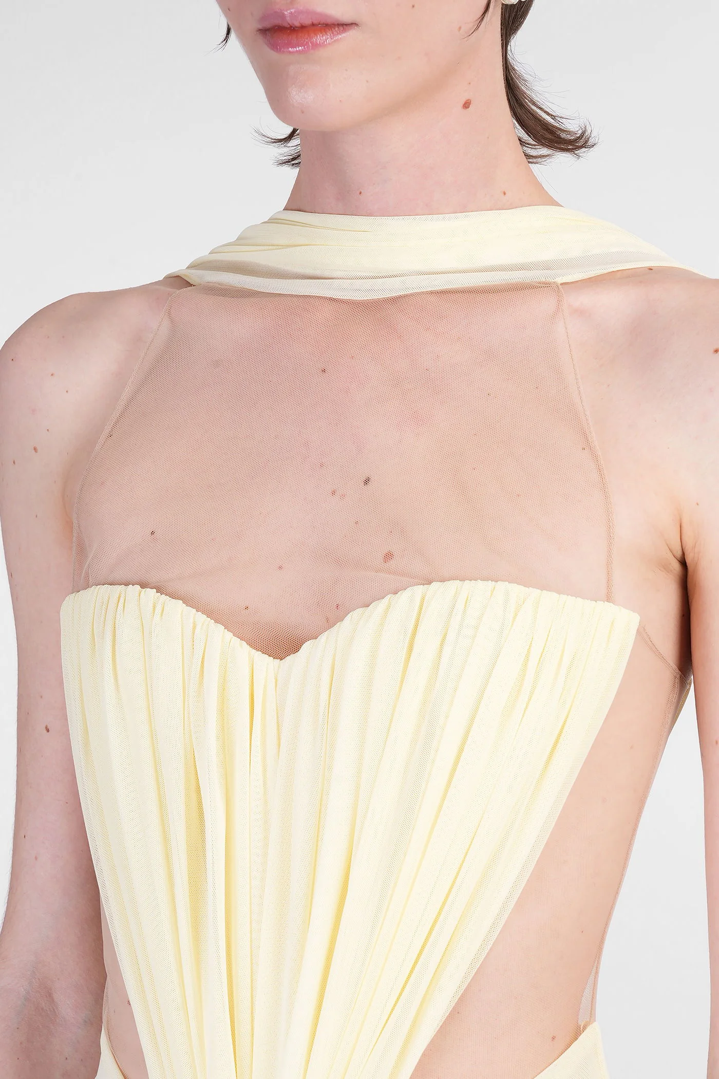 Long dress in yellow polyamide - Image 5