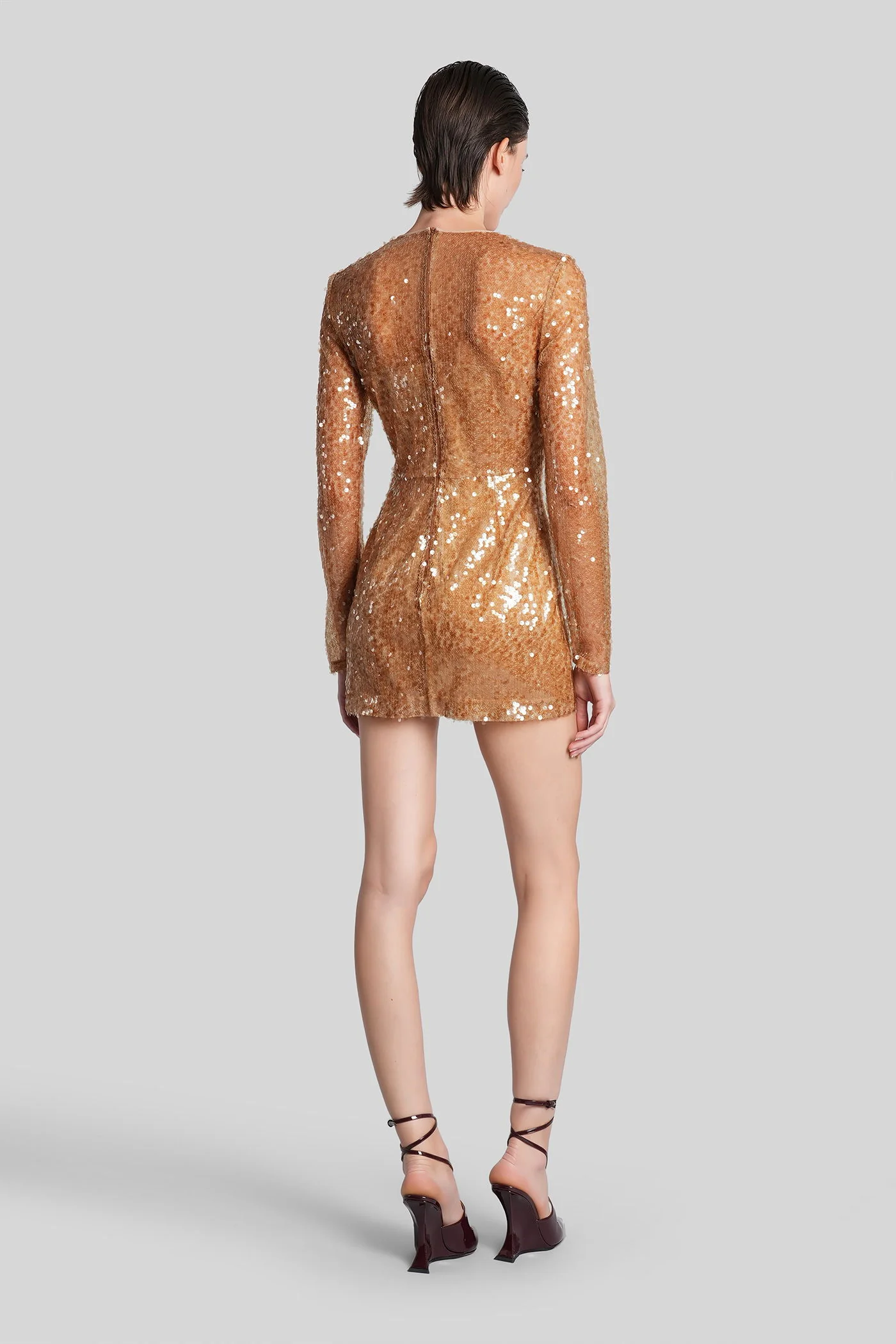 Mini dress in beige polyester - Image 3
