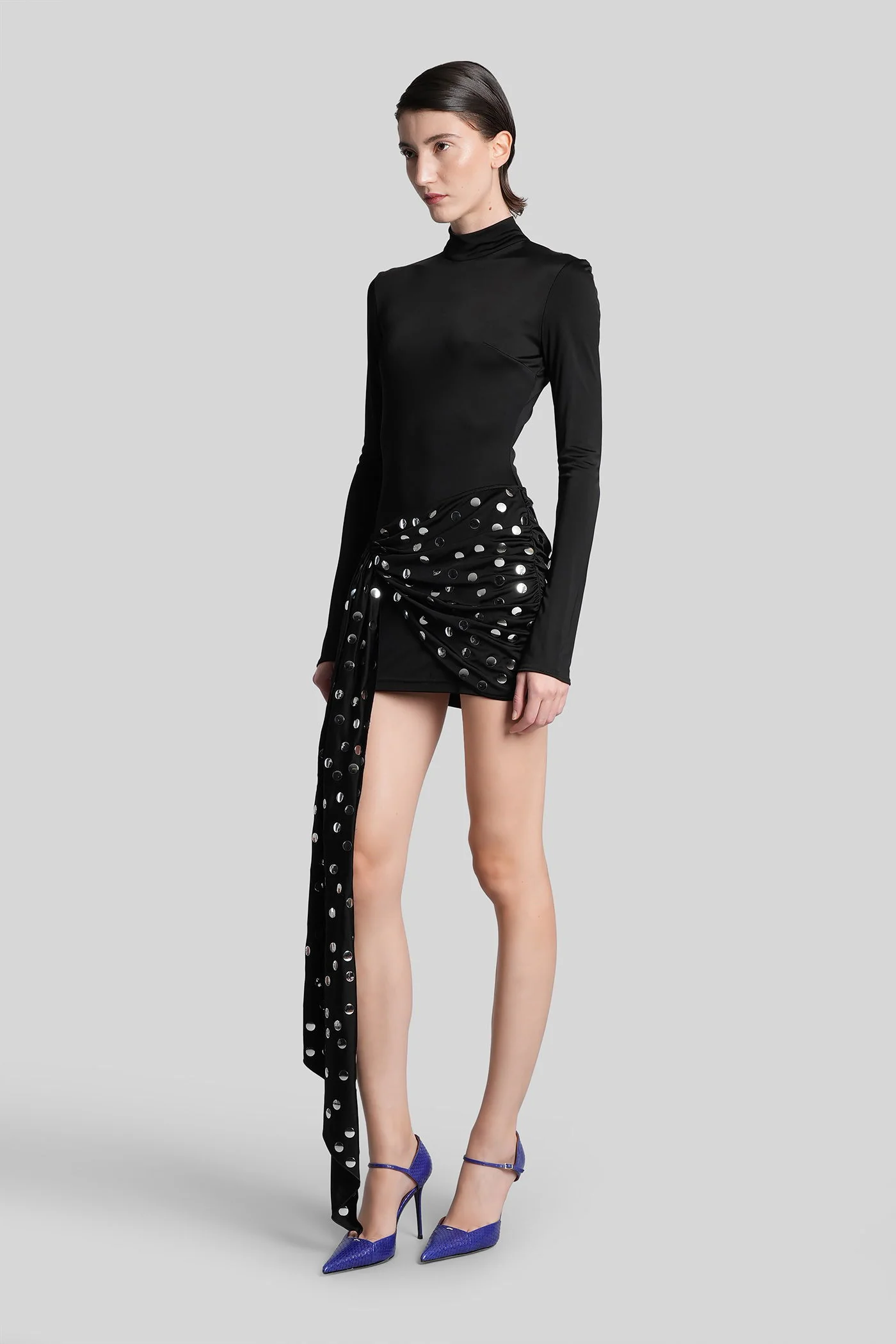 Mini dress in black viscose - Image 4