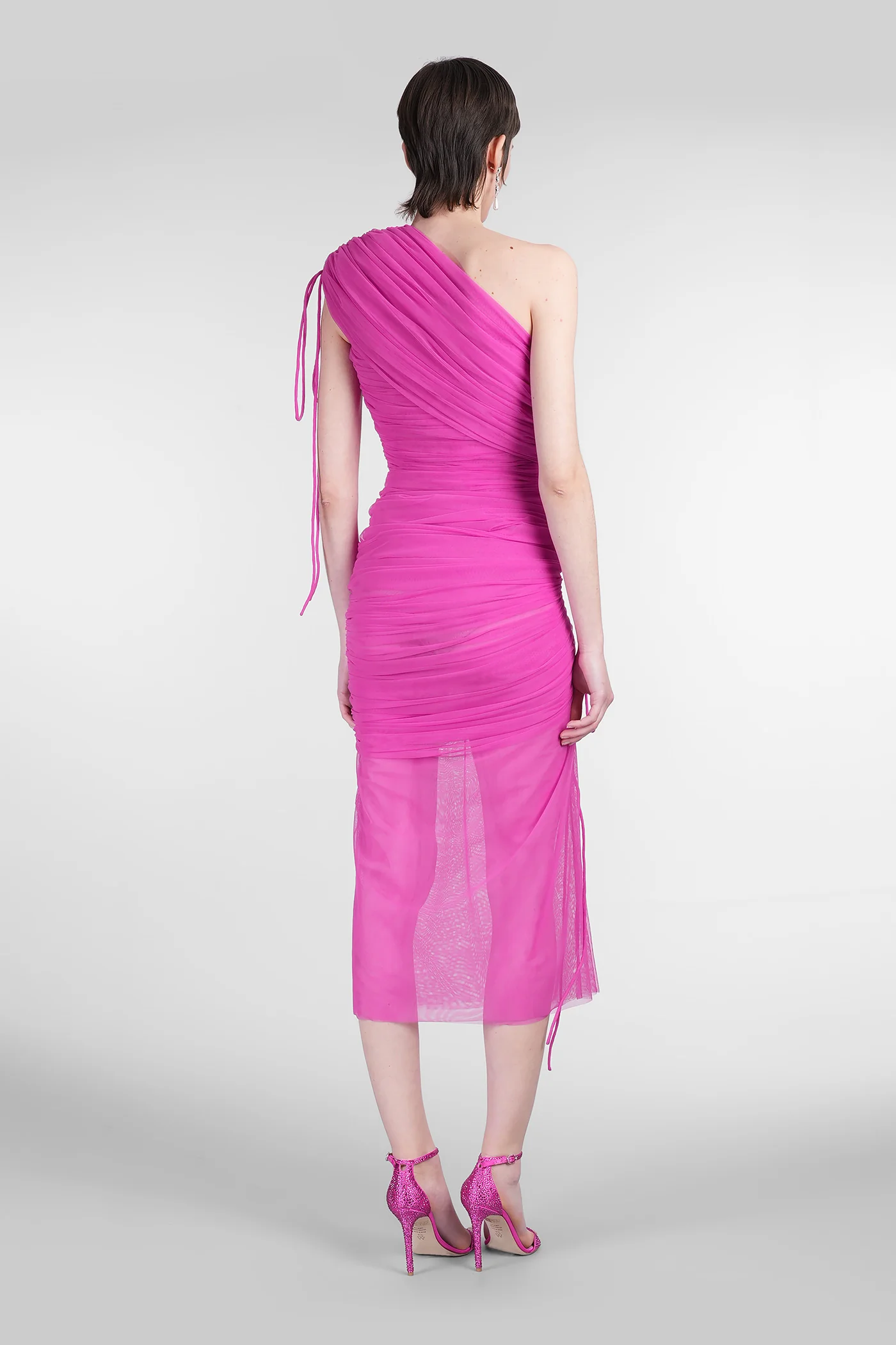 Long dress in fuxia polyester - Image 3