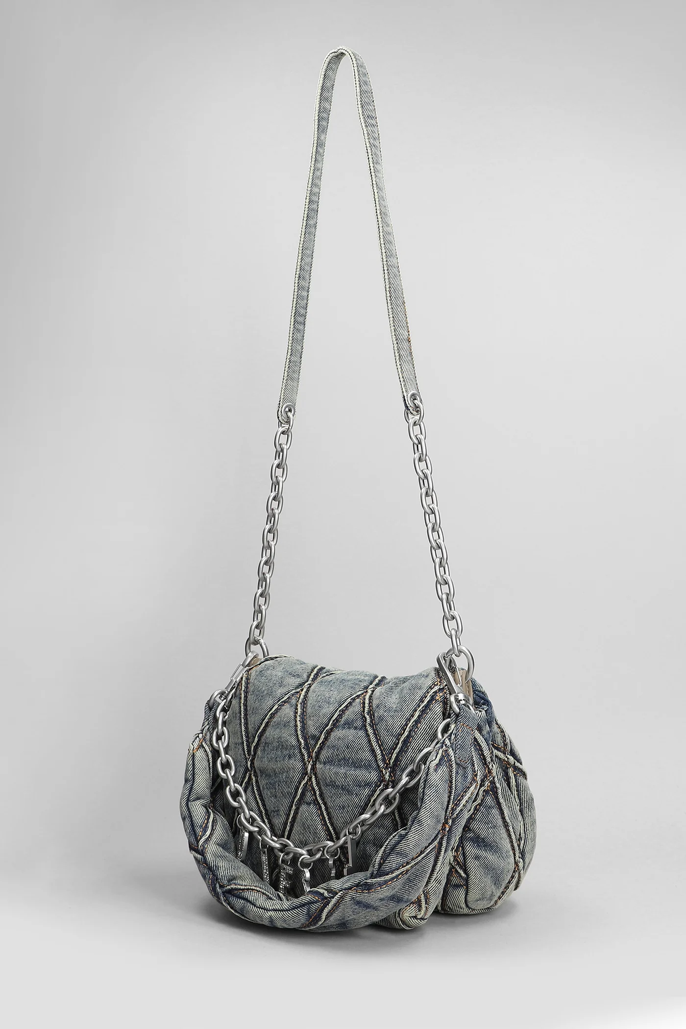 Charm d Shoulder bag in blue cotton - Image 2