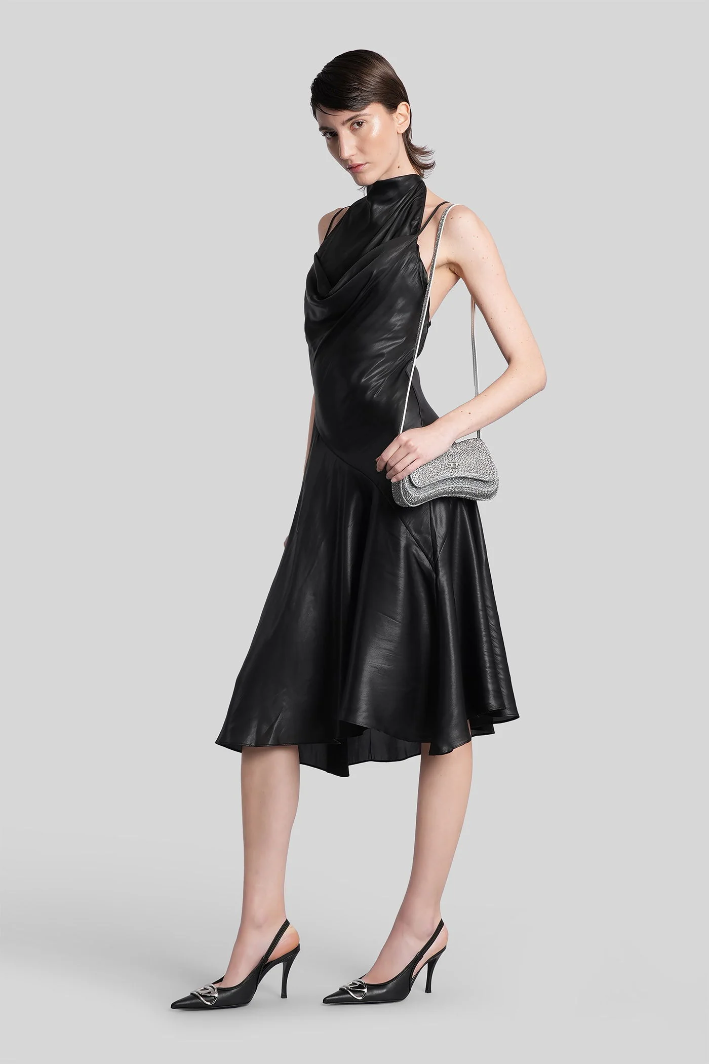 D-ebra-s1 Long dress in black polyester - Image 2