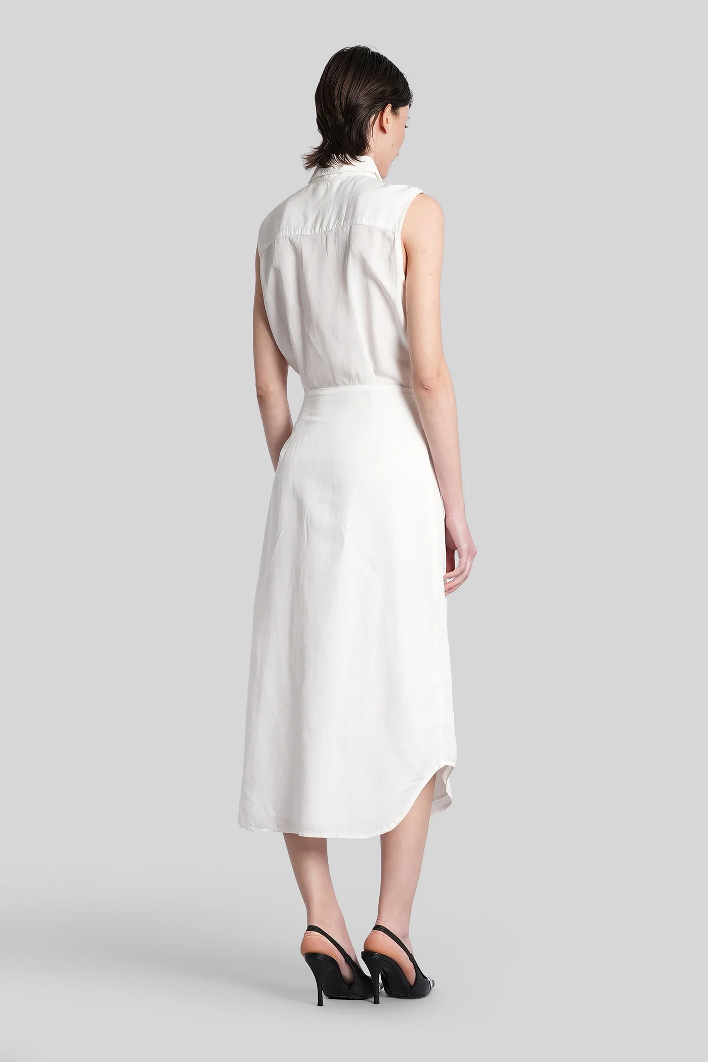 D-elta-sl Long dress in white Modal - Image 3