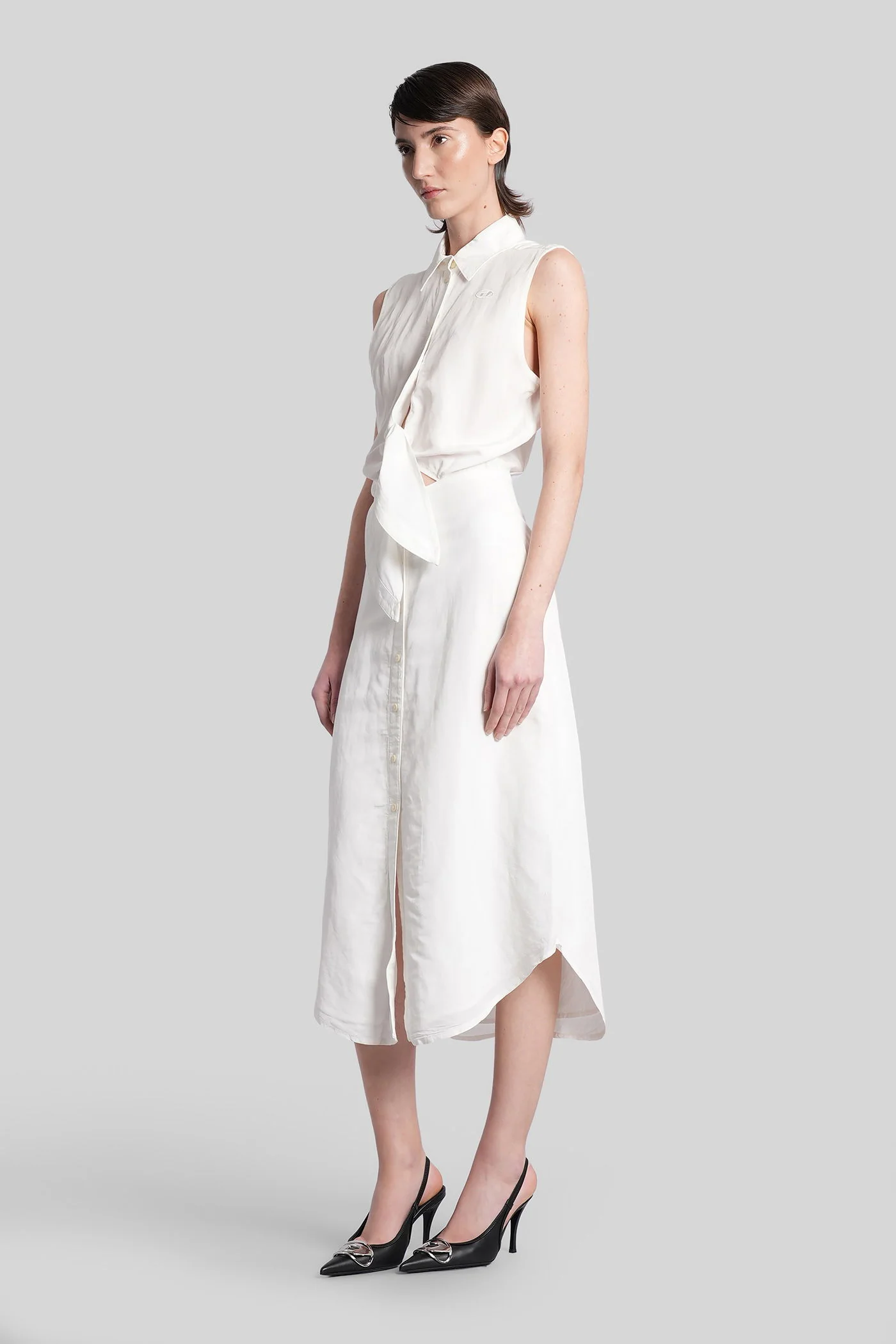 D-elta-sl Long dress in white Modal - Image 4