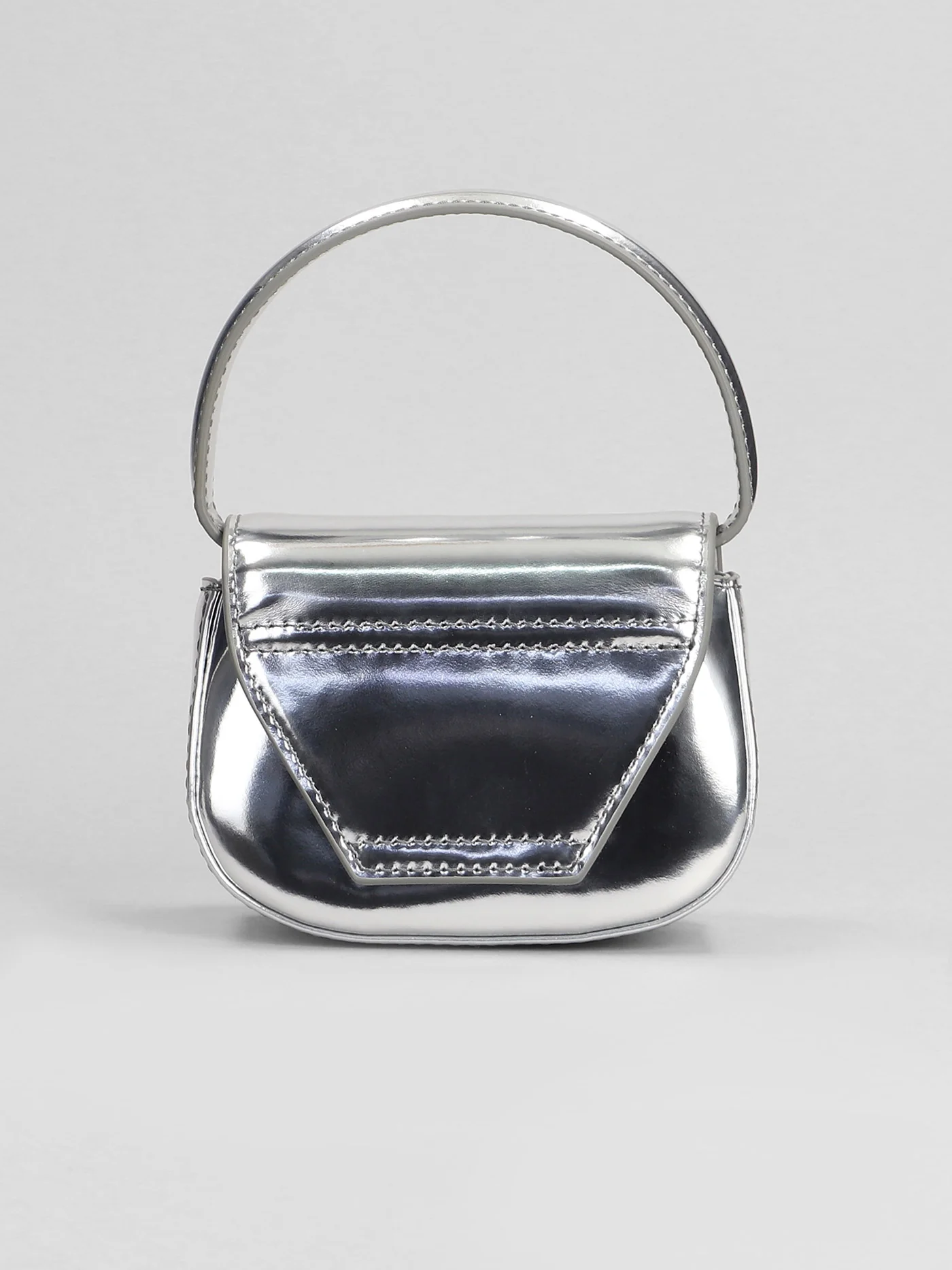 Shoulder bag in silver synthetic leather - Image 3