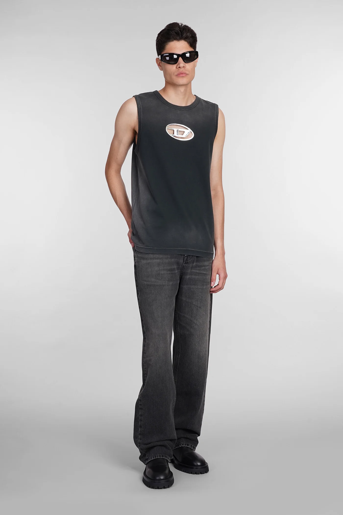 tank Top in black cotton - Image 2