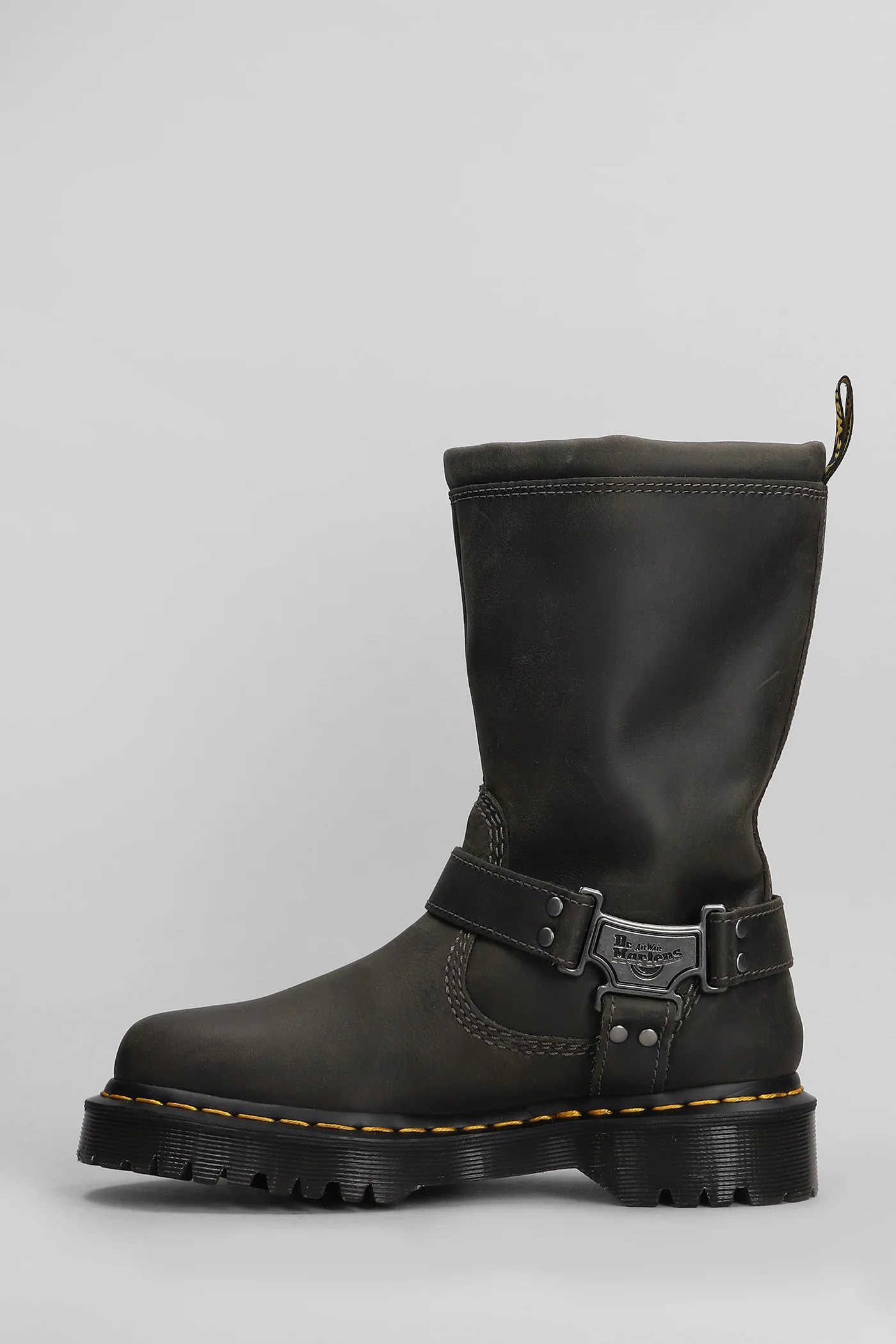Anistone Hi Combat boots in grey leather - Image 3