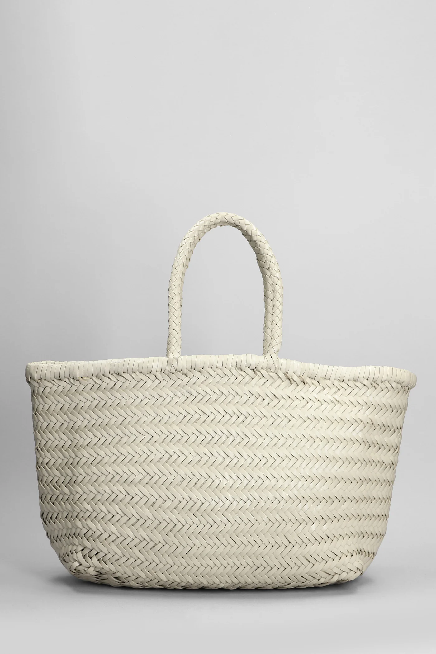 Bamboo Triple Jump Tote in beige leather - Image 3