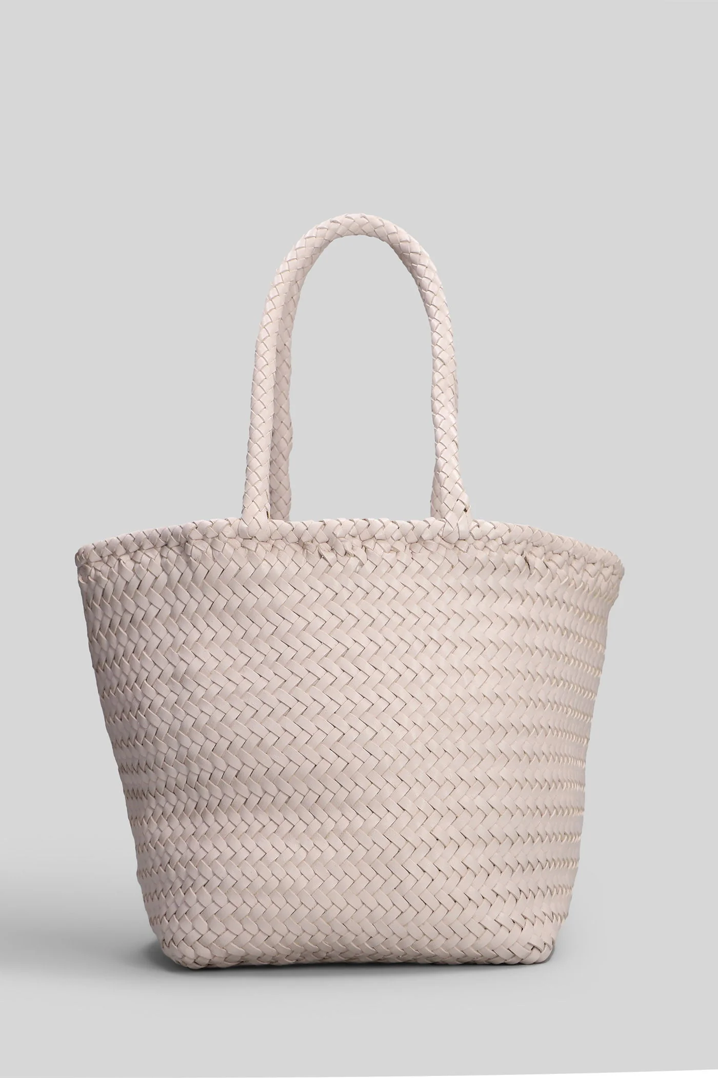 Grace Basket Small Tote in beige leather