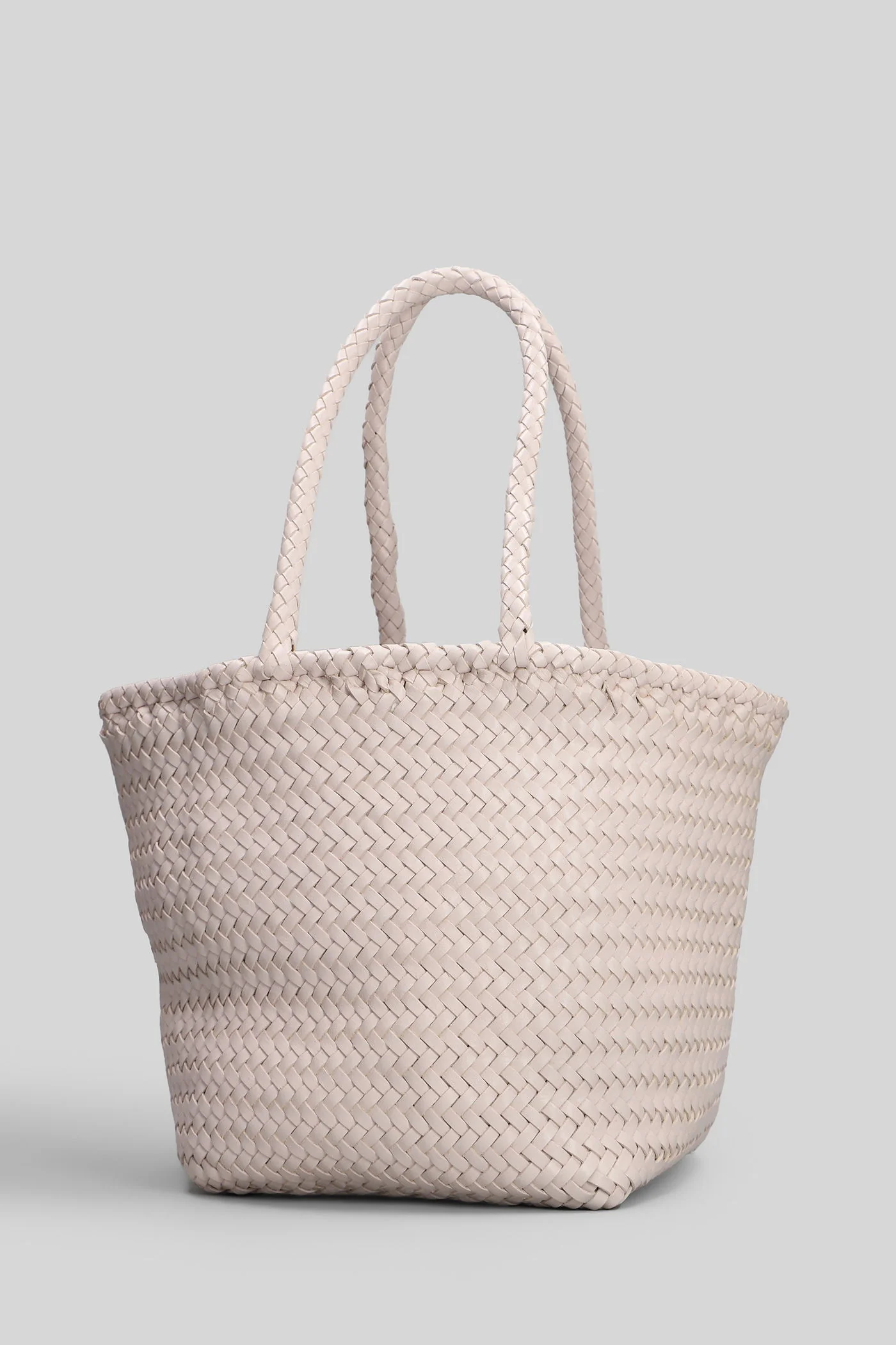 Grace Basket Small Tote in beige leather - Image 2
