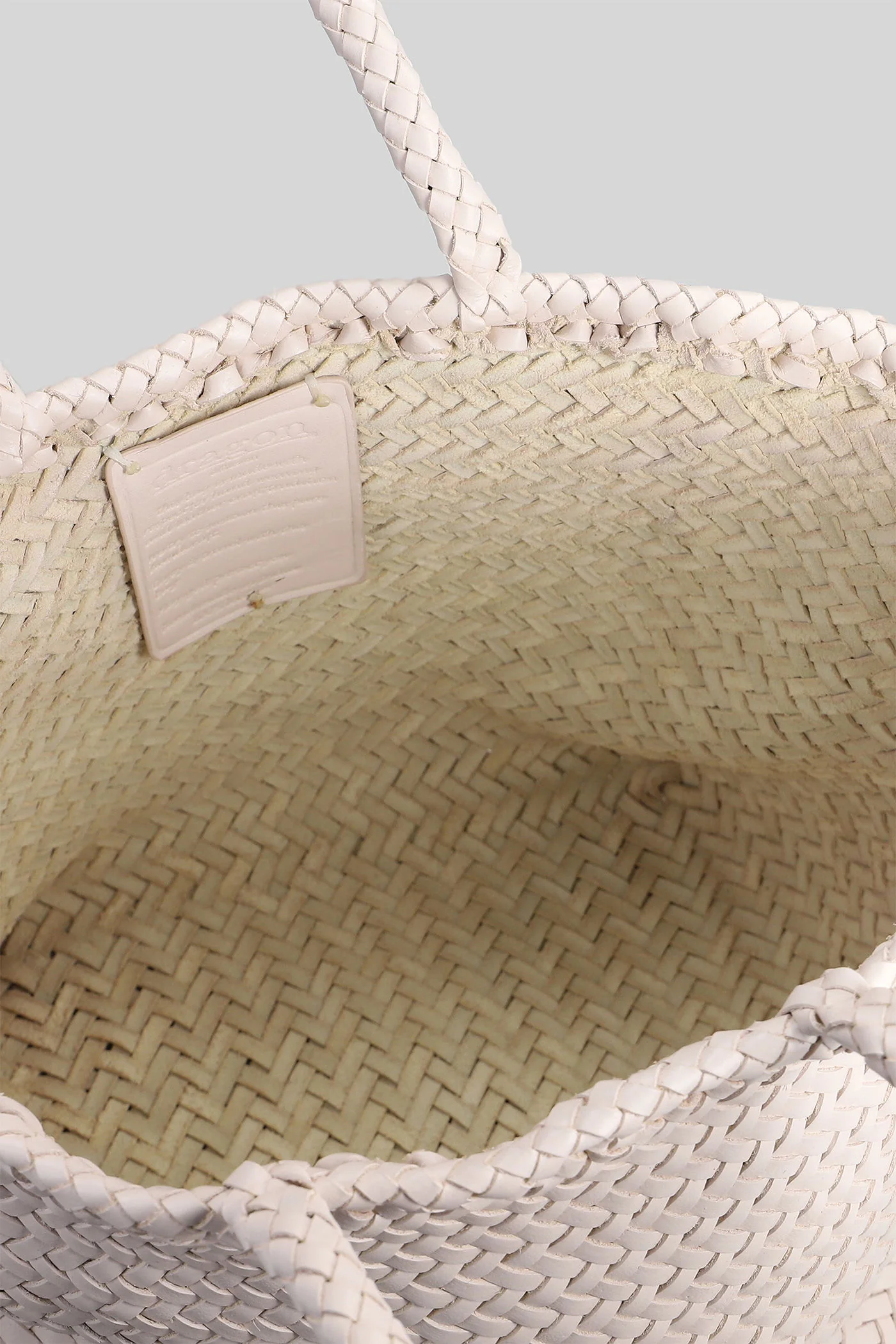 Grace Basket Small Tote in beige leather - Image 4