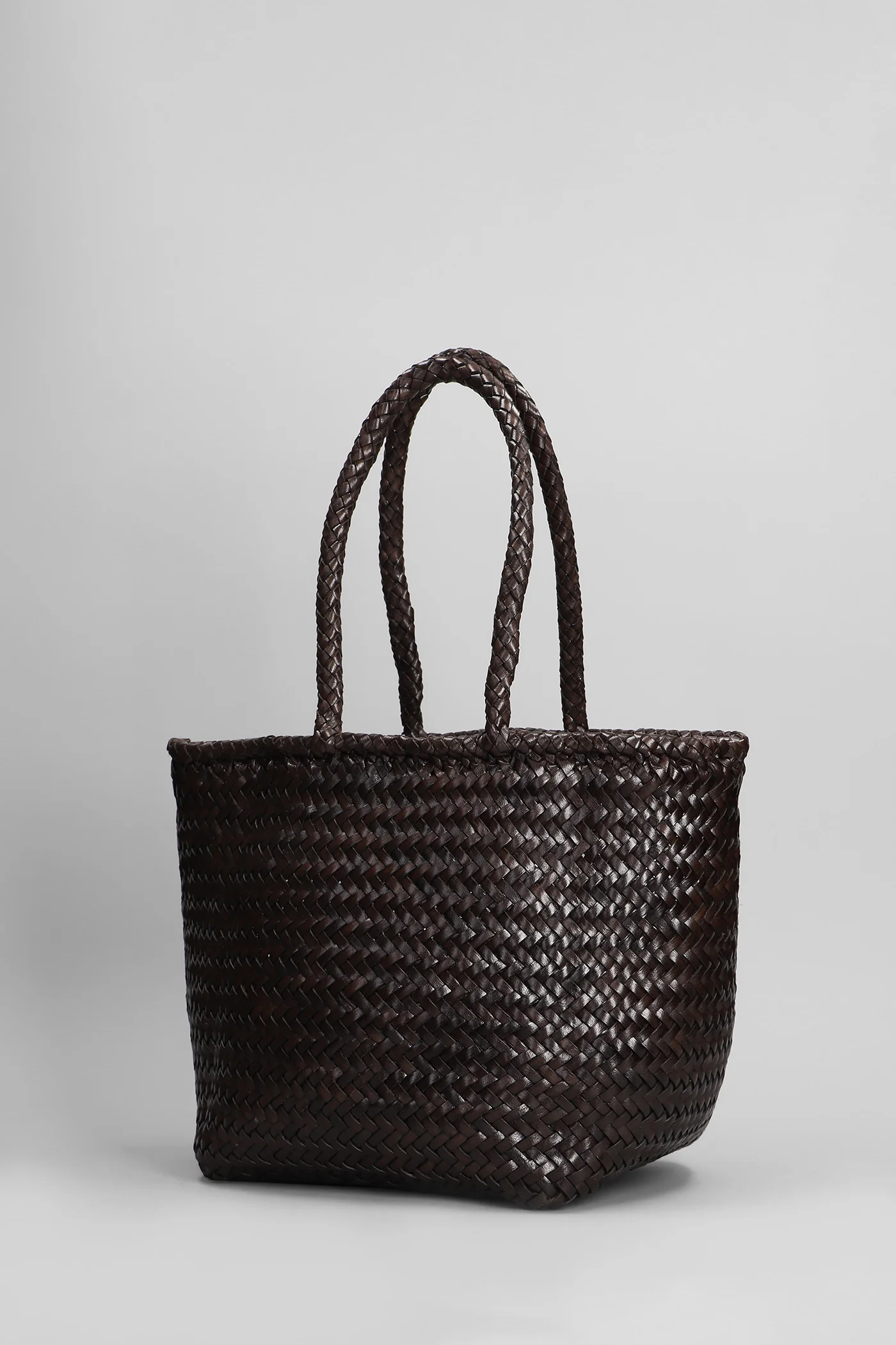 Grace Basket Small Tote in brown leather - Image 2