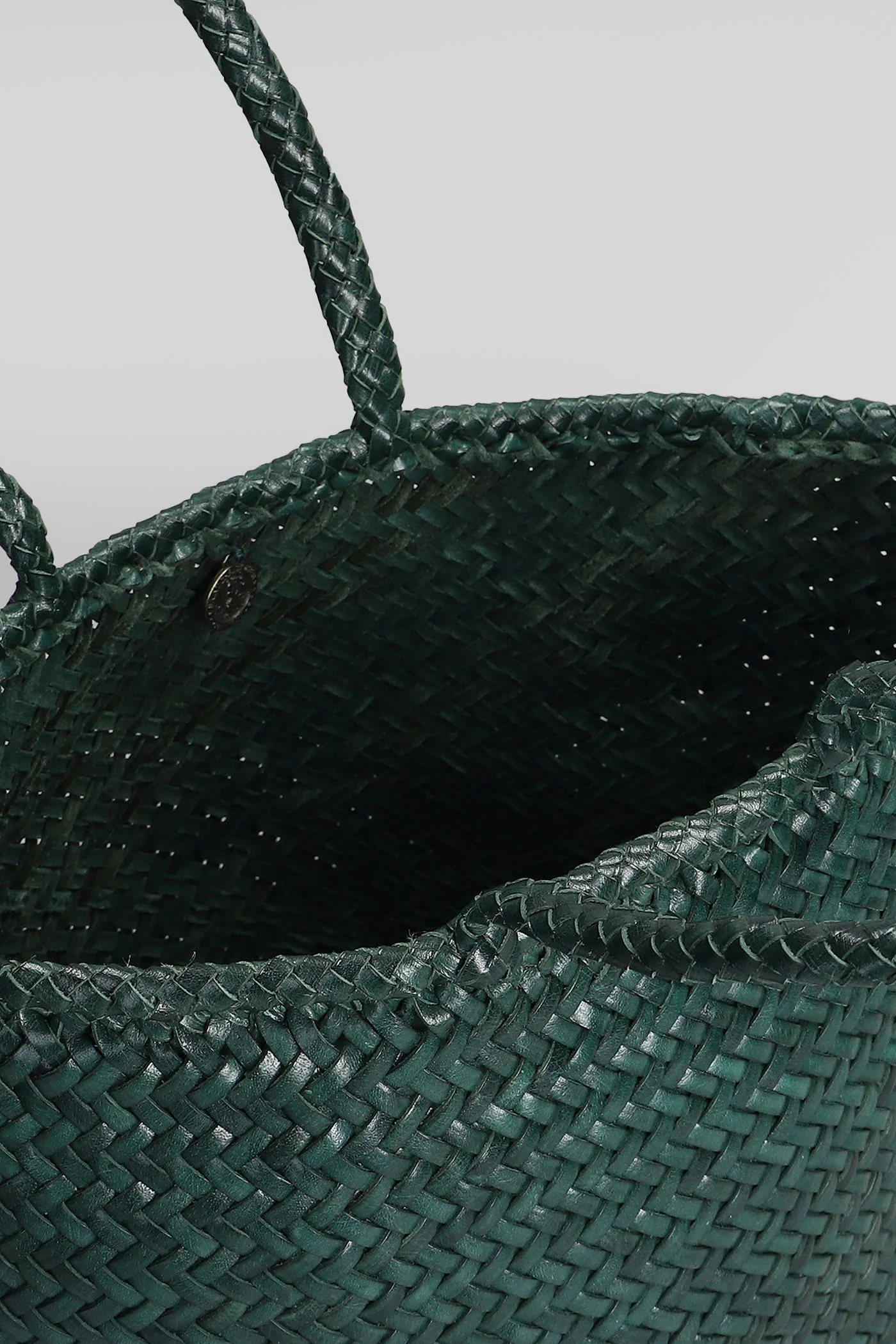 Grace Basket Small Tote in green leather - Image 4