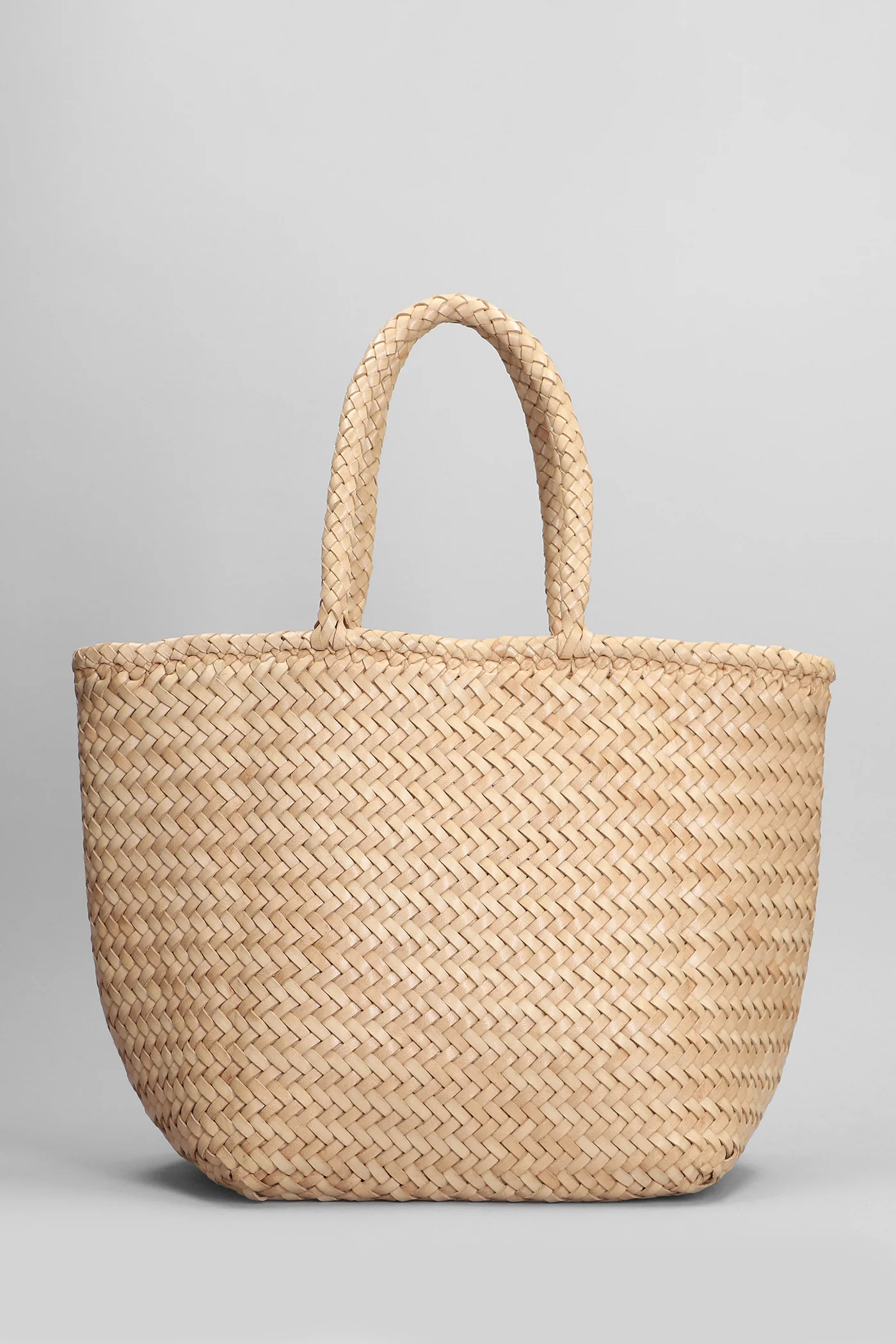 Grace Basket Tote in beige leather - Image 3