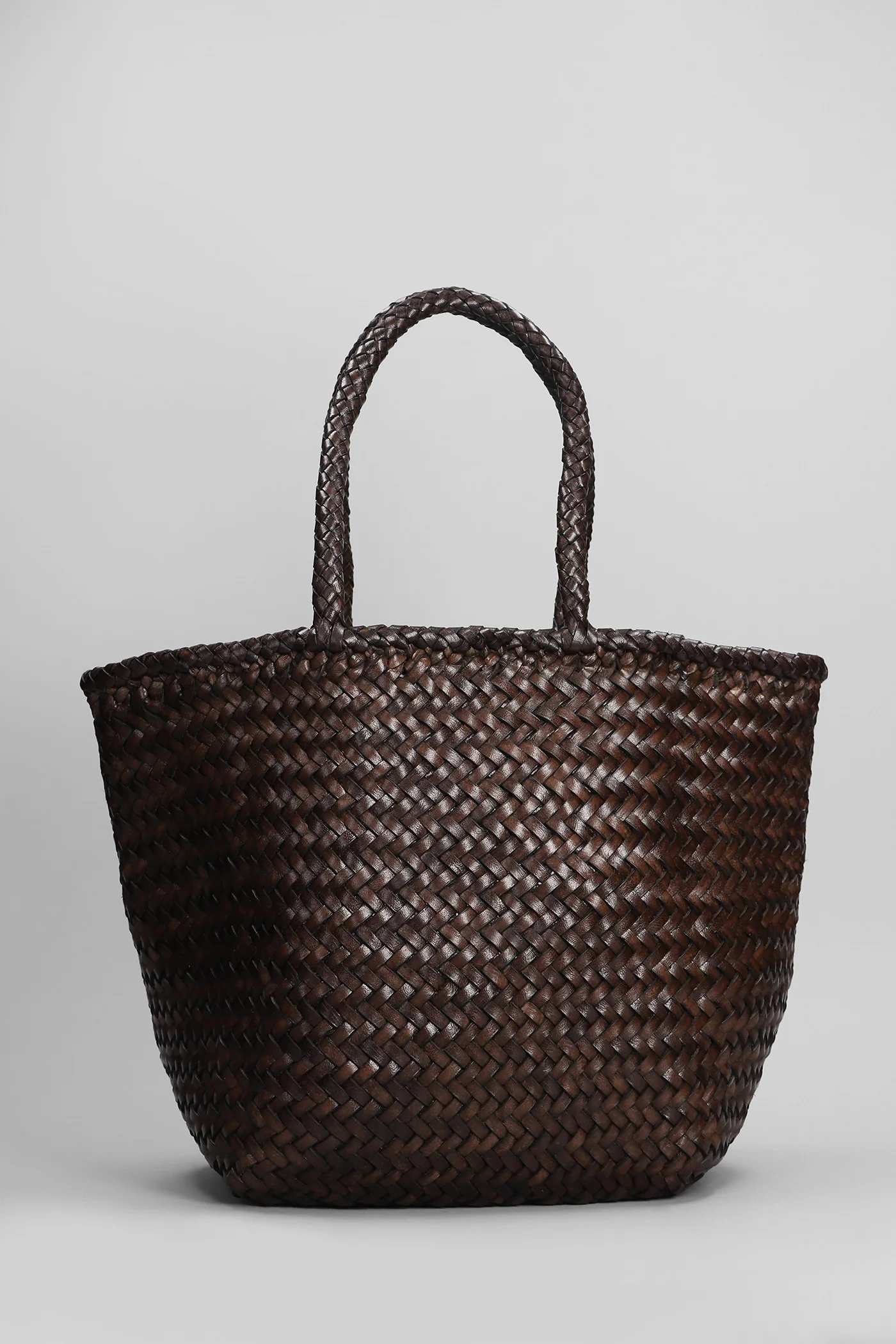 Grace Basket Tote in brown leather - Image 3